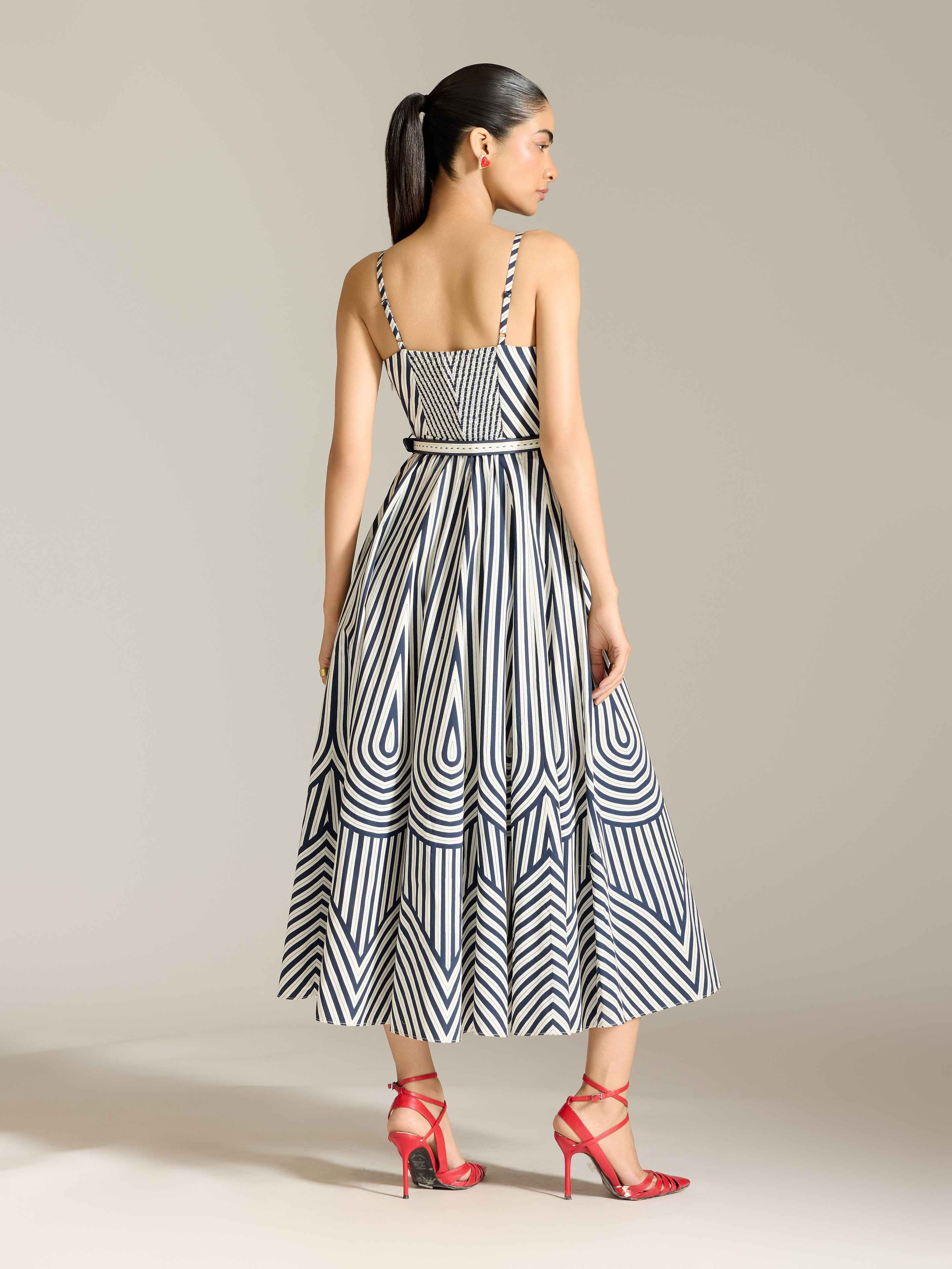 Navy White Merilyn Long Dress