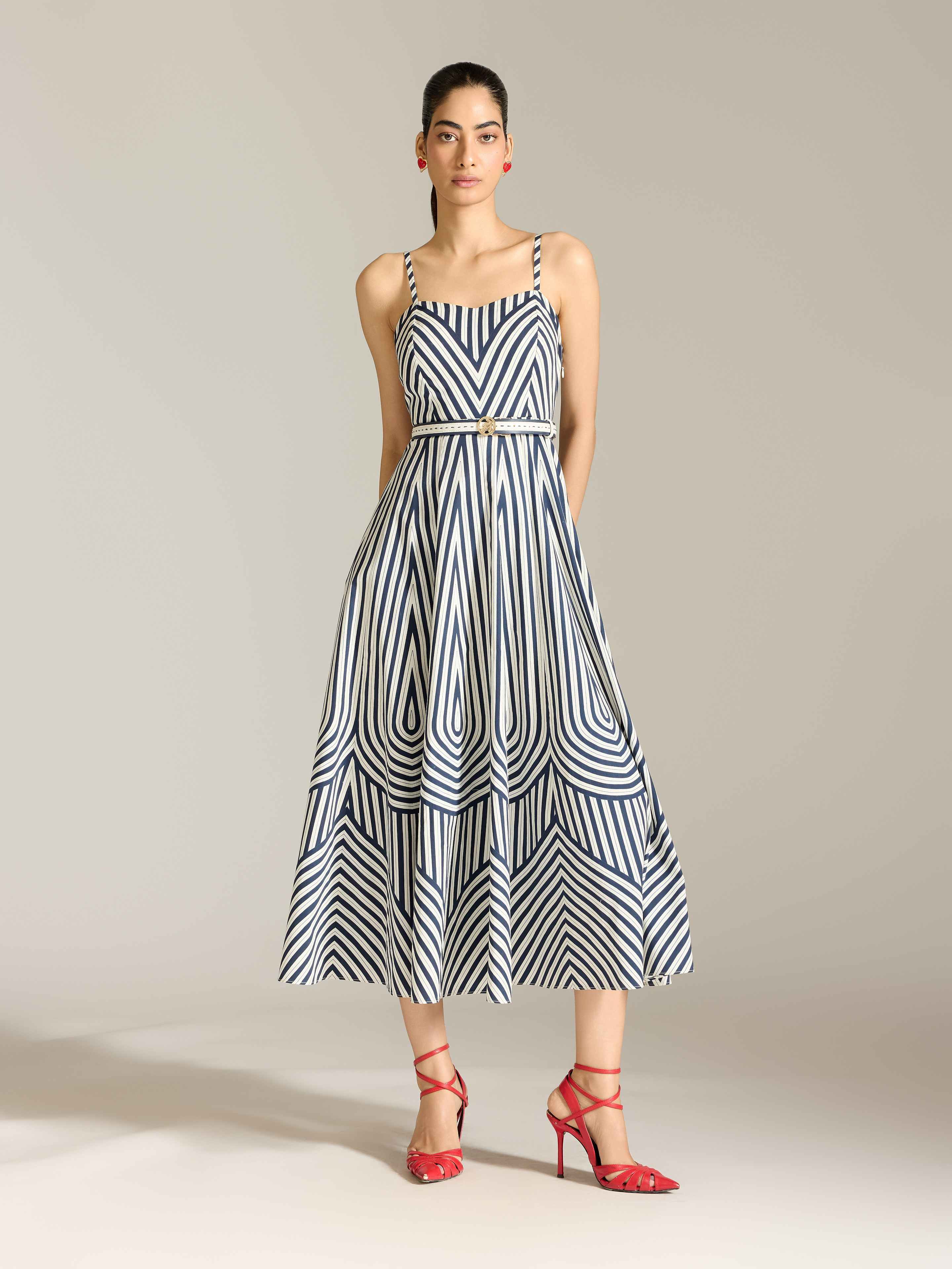 Navy White Merilyn Long Dress