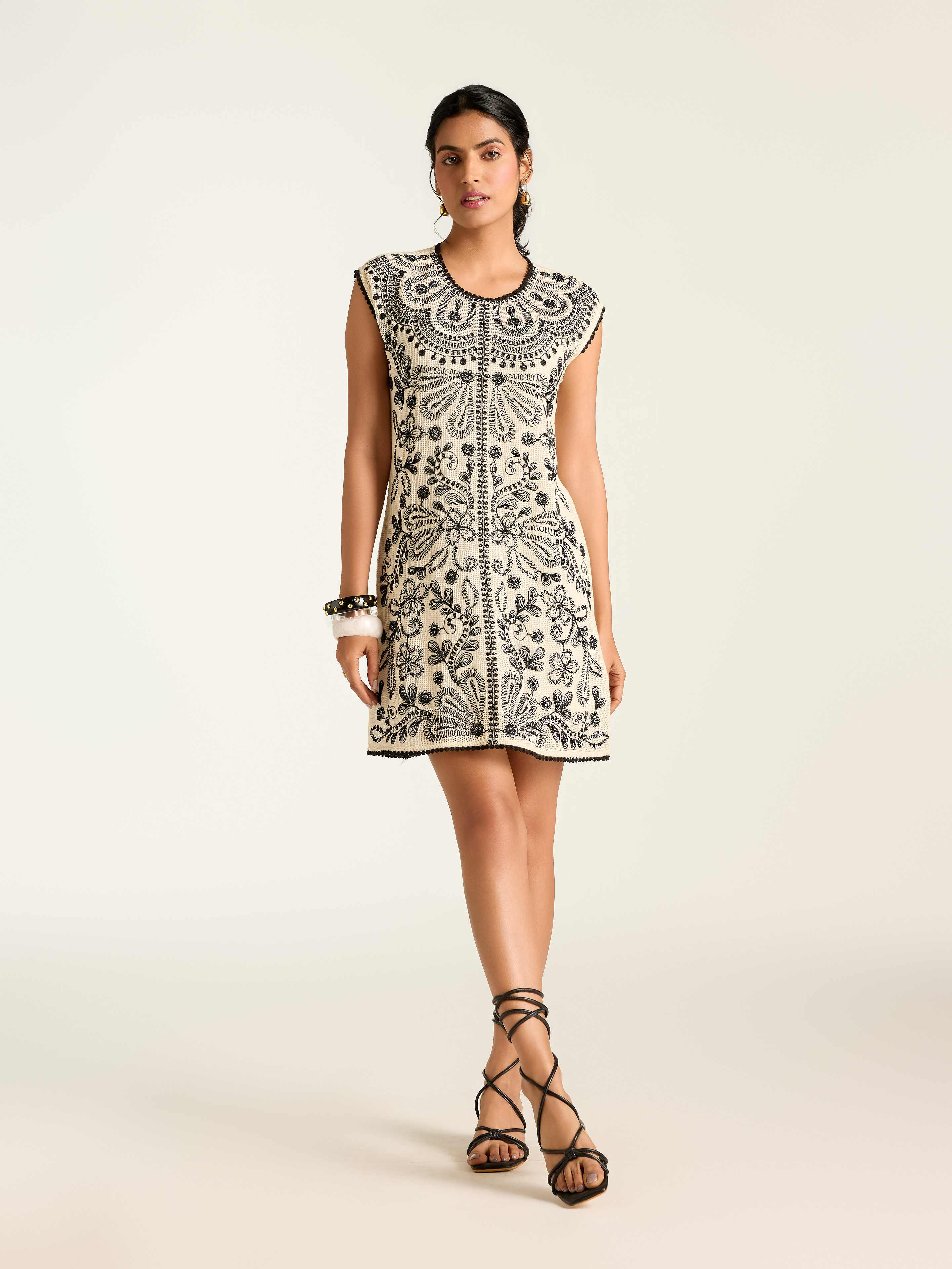 Ecru Perlette Short Dress