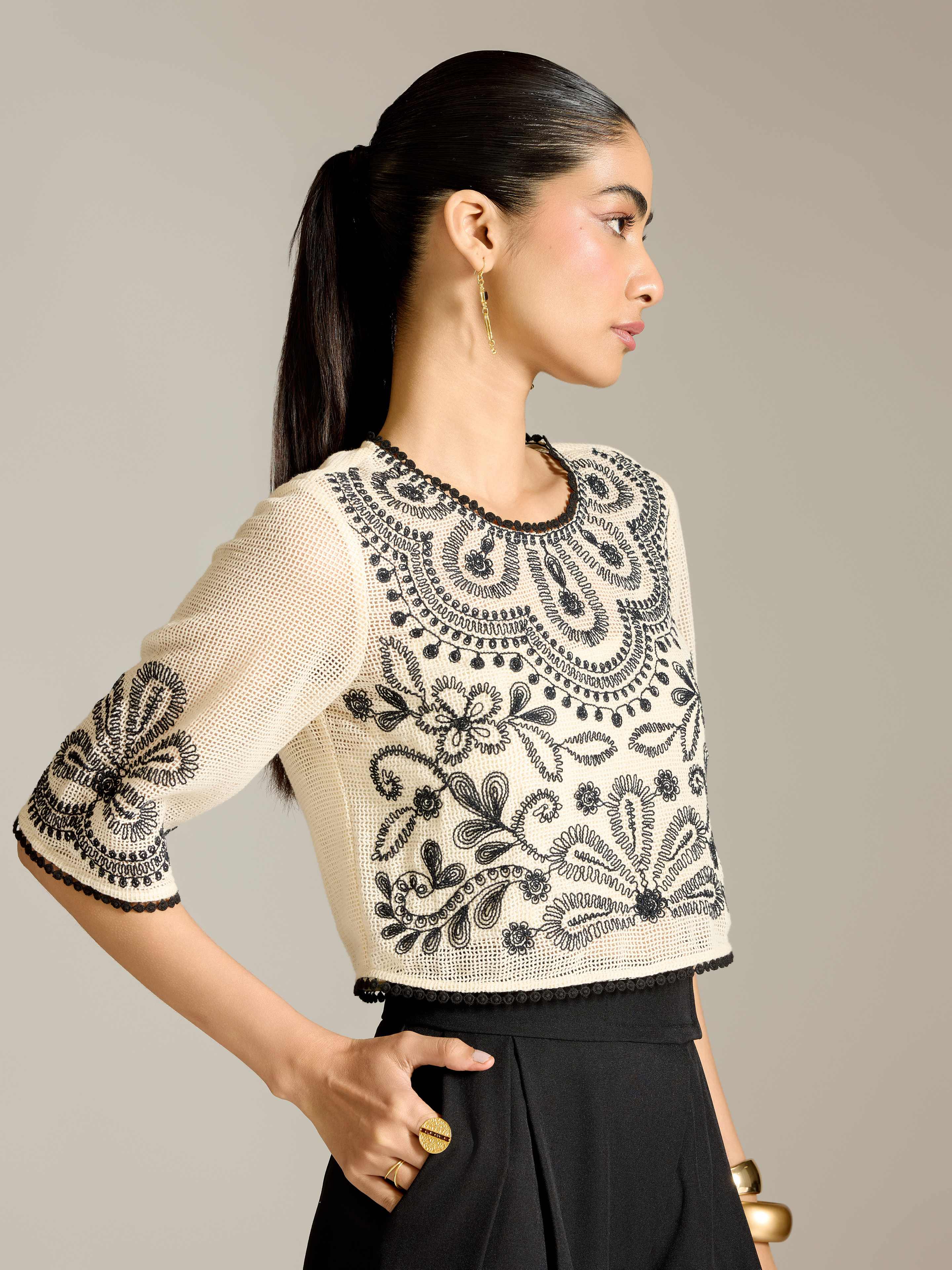 Ecru Perlette Short Top