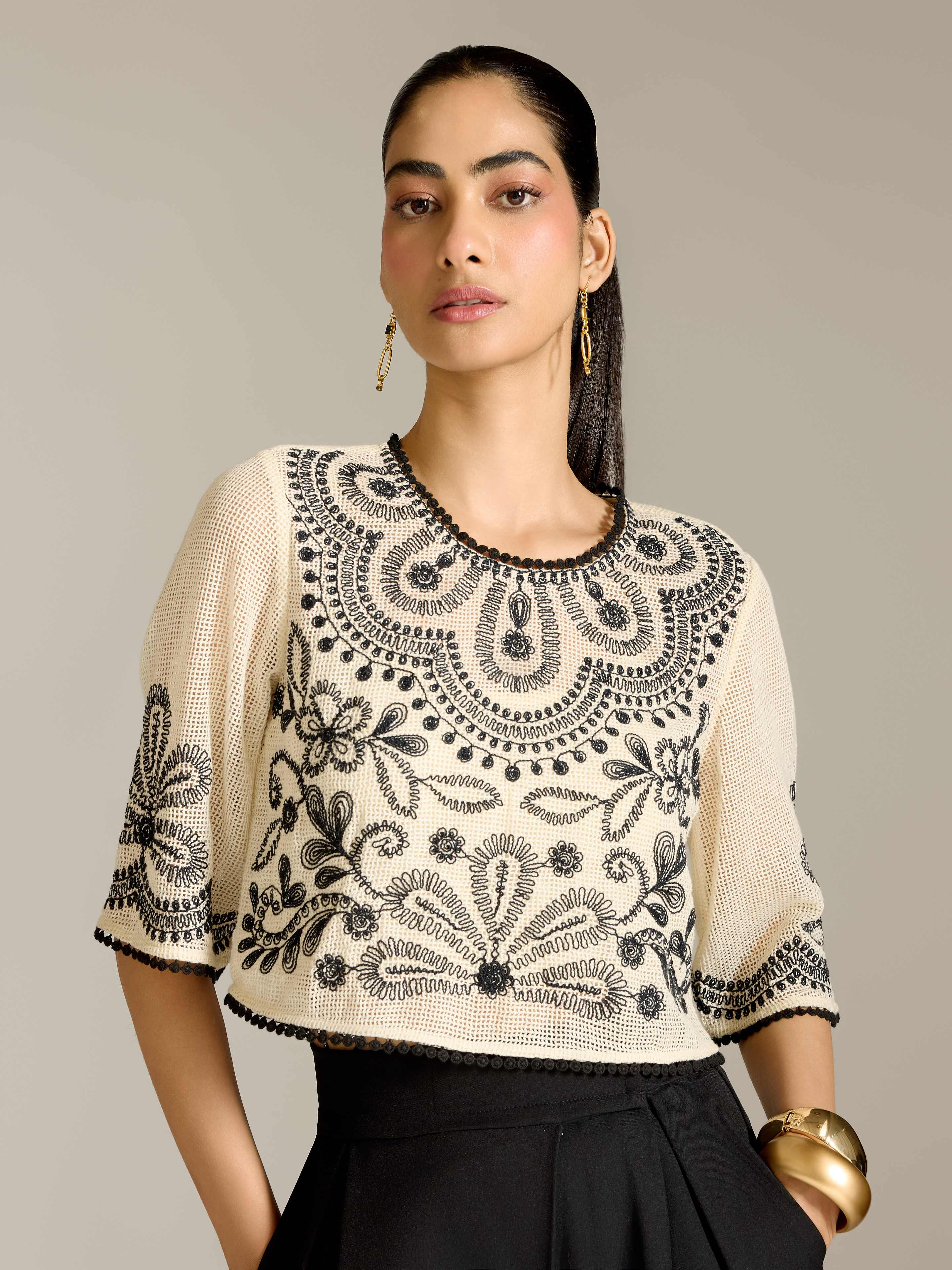 Ecru Perlette Short Top