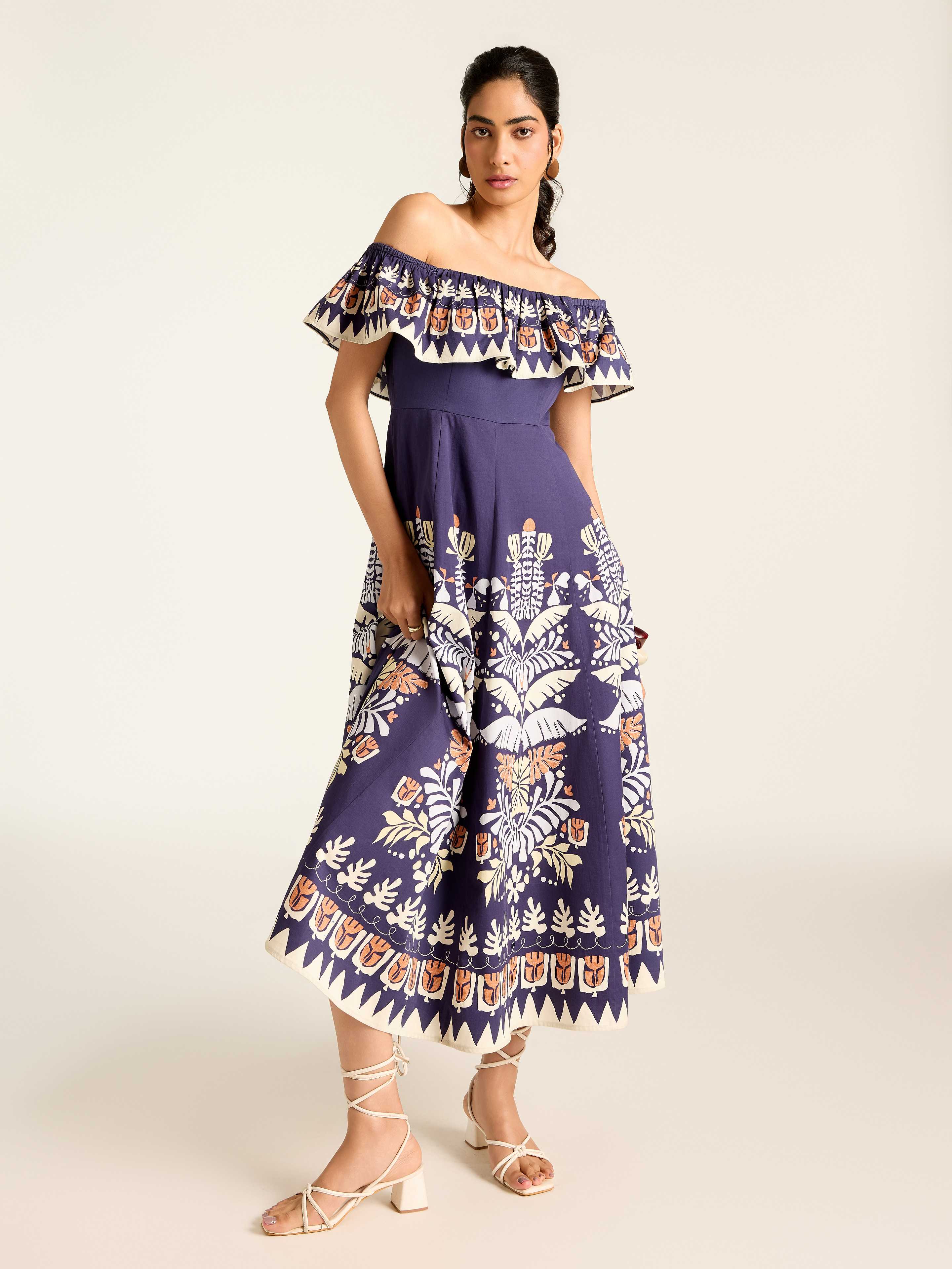 Navy Mariela Long Dress