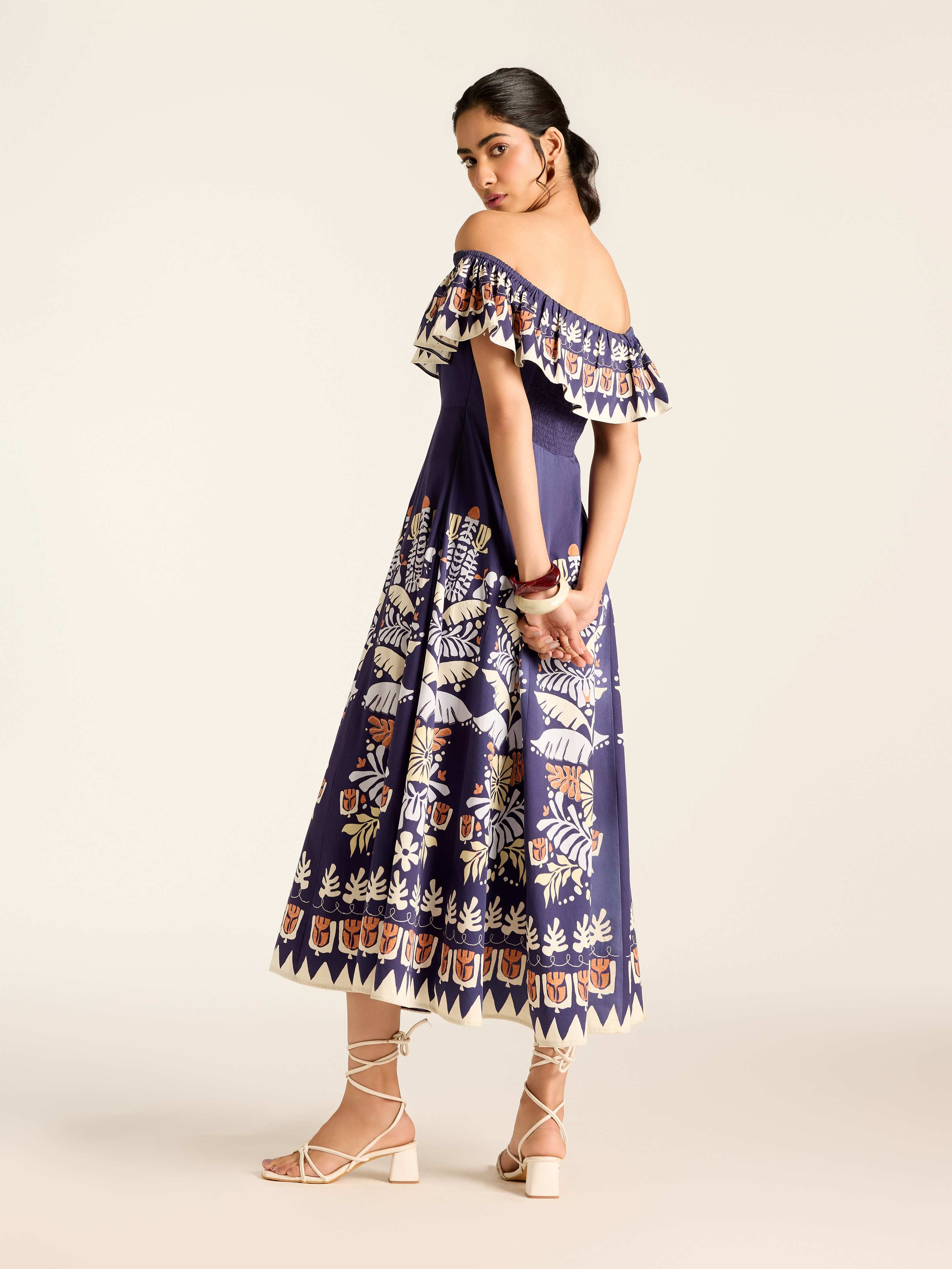 Navy Mariela Long Dress
