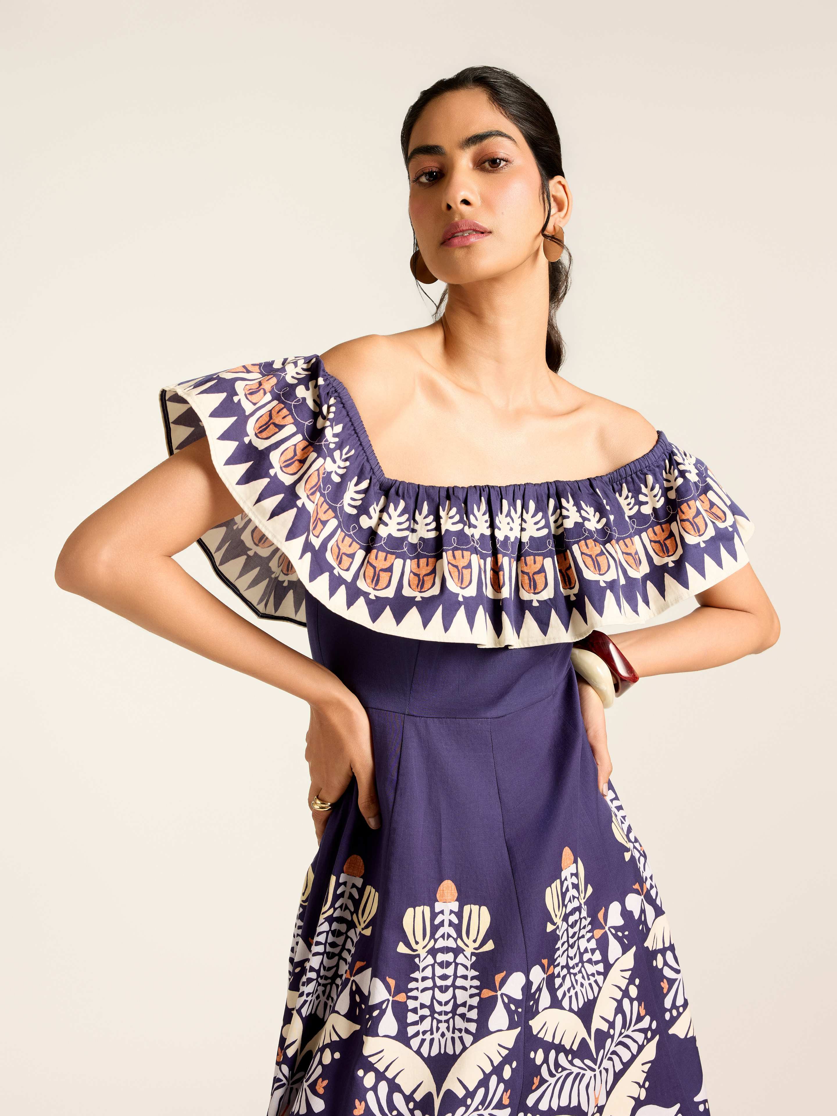 Navy Mariela Long Dress