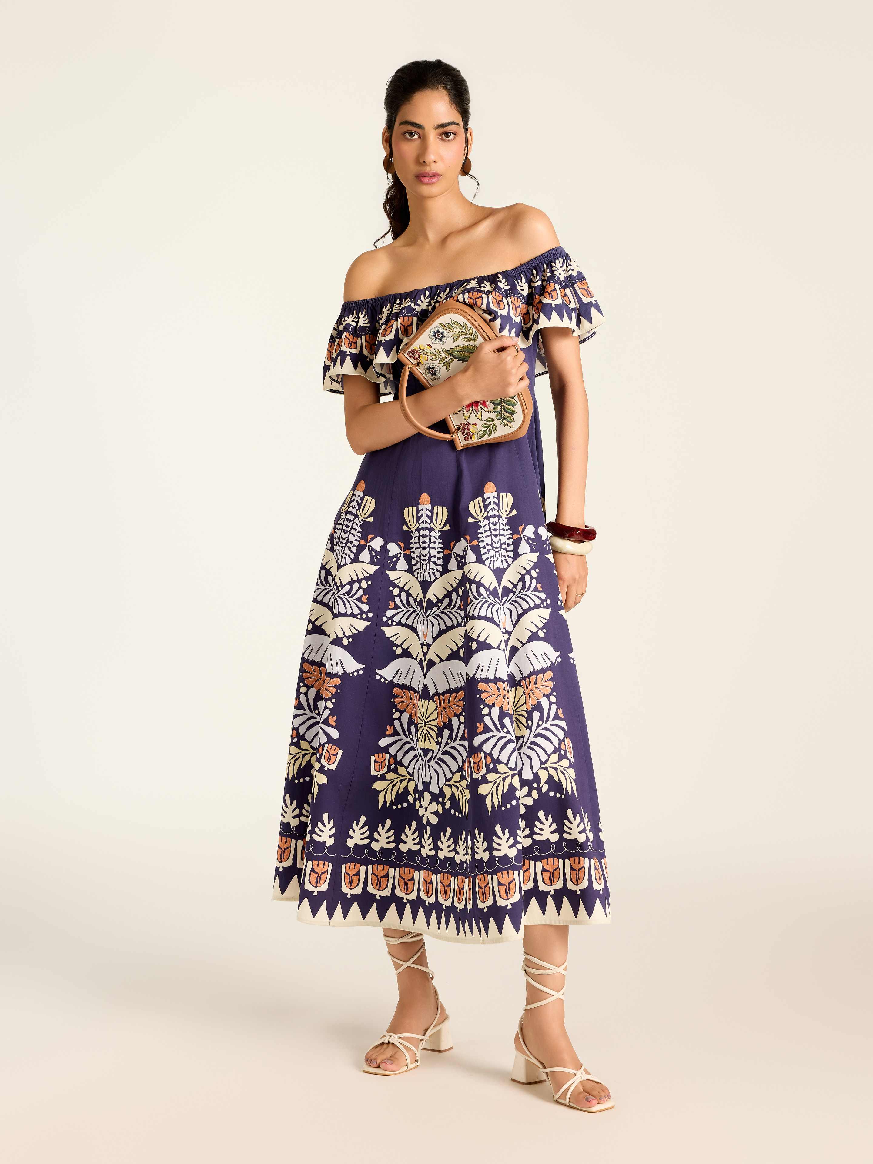Navy Mariela Long Dress