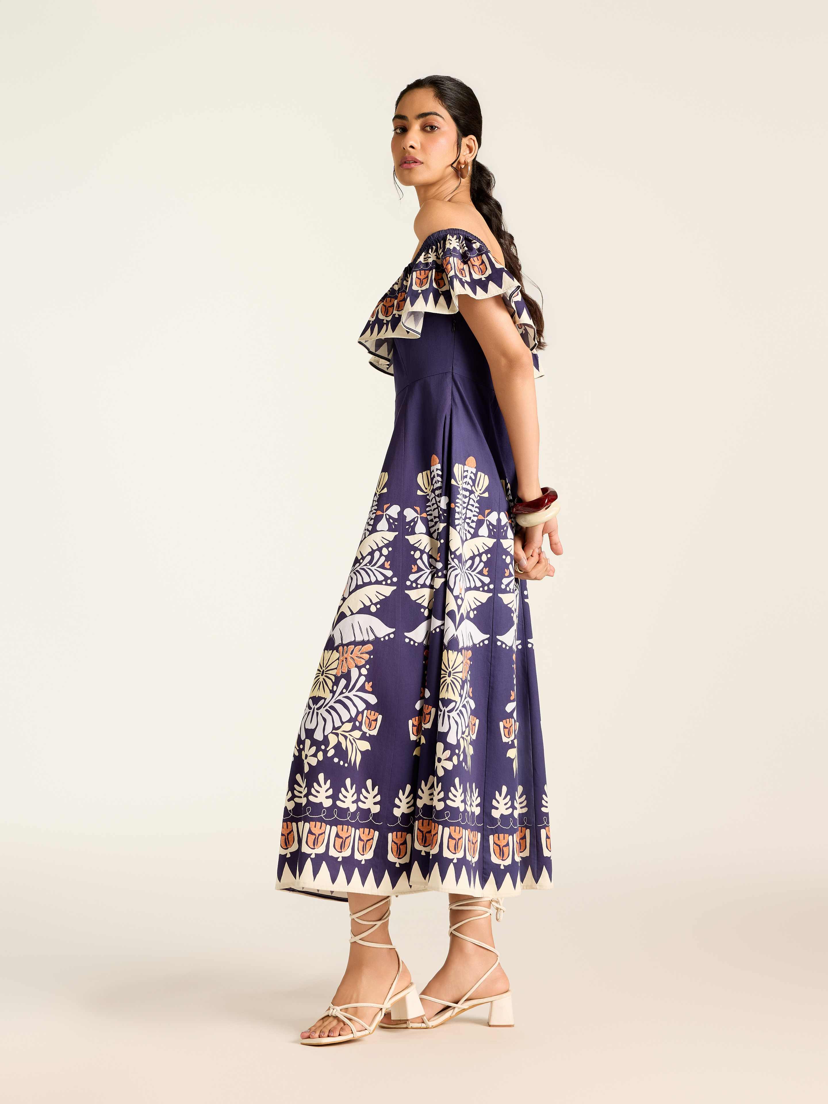 Navy Mariela Long Dress