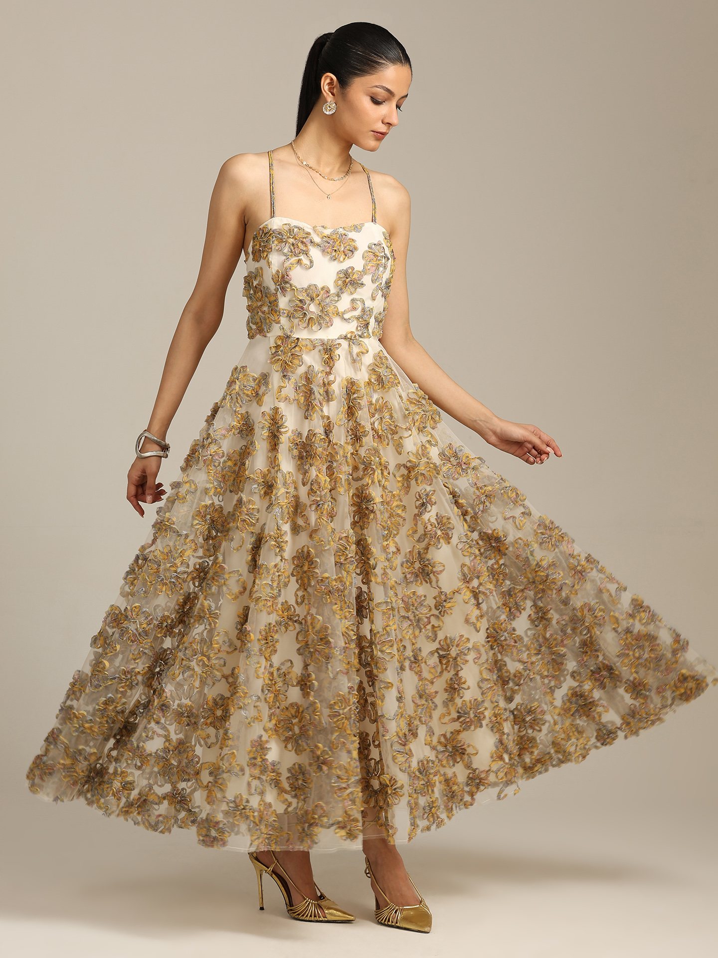 Yellow Multi Rome Long Dress