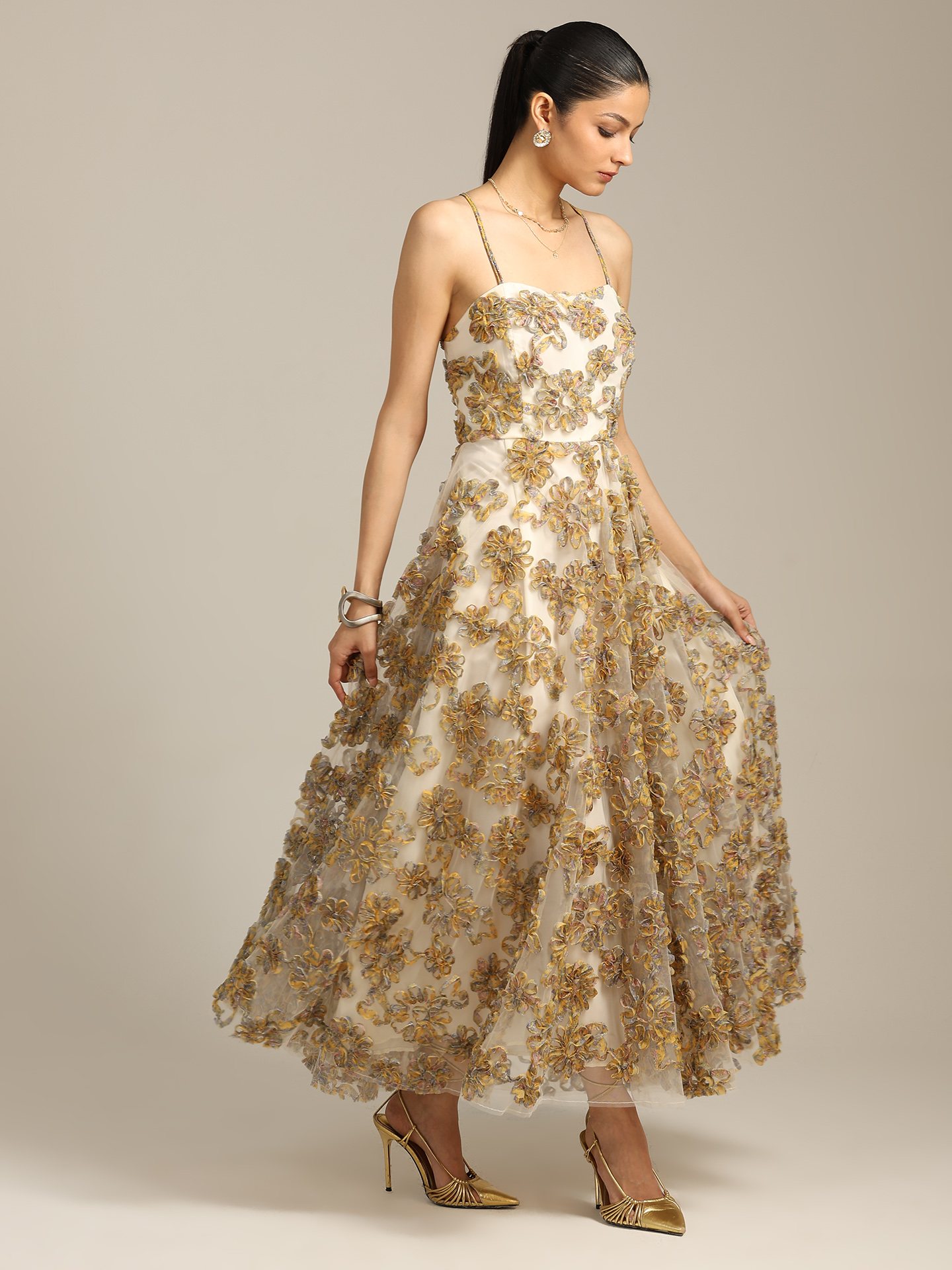 Yellow Multi Rome Long Dress