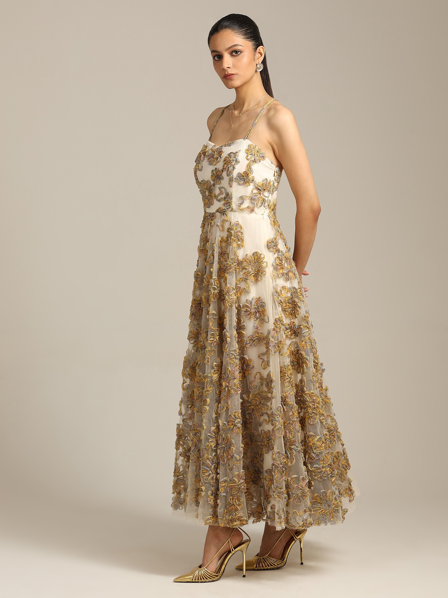 Yellow Multi Rome Long Dress
