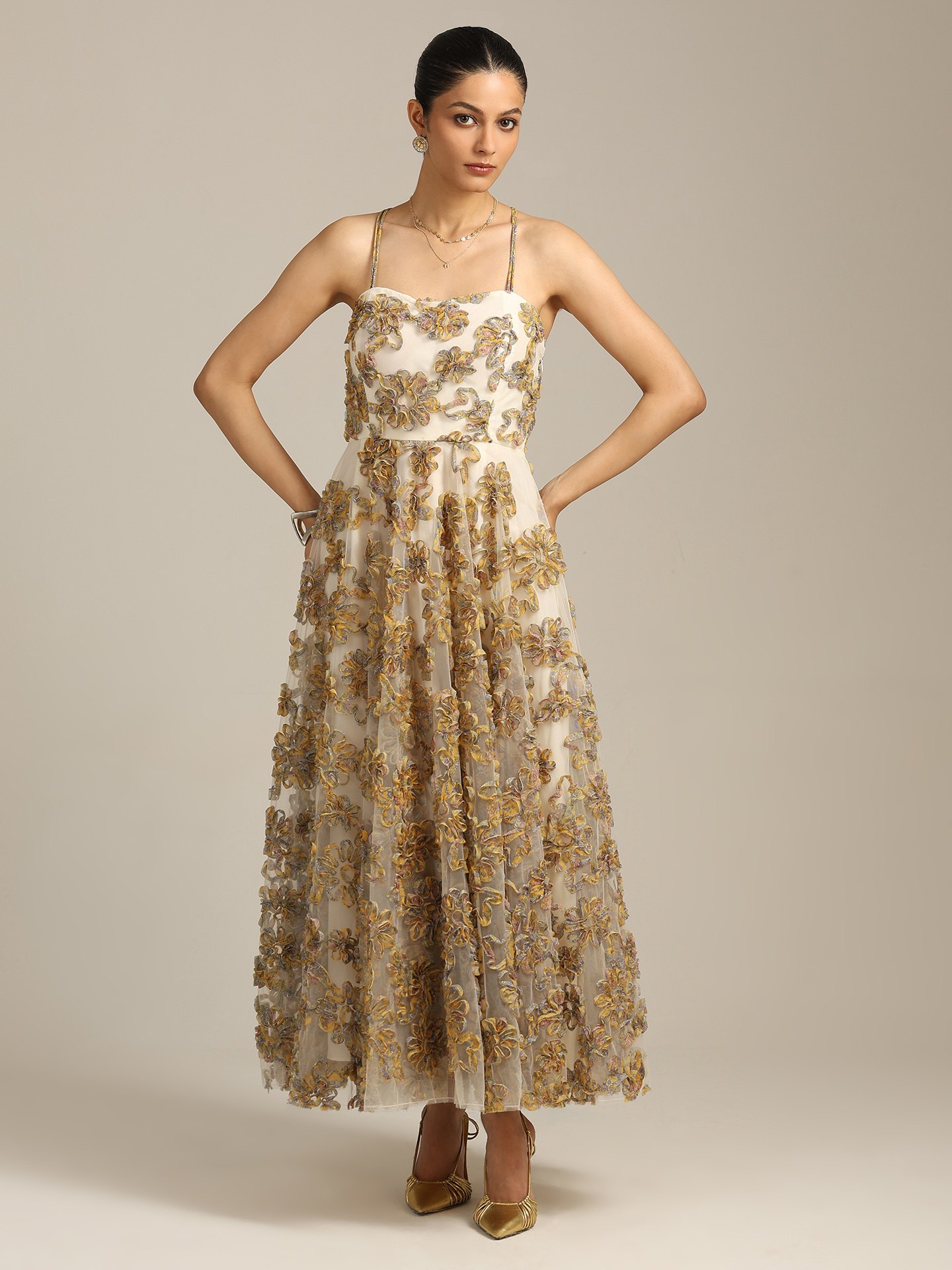 Yellow Multi Rome Long Dress