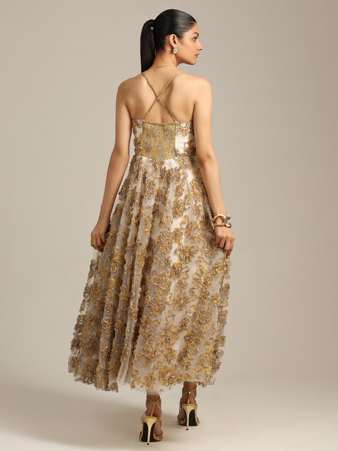 Yellow Multi Rome Long Dress