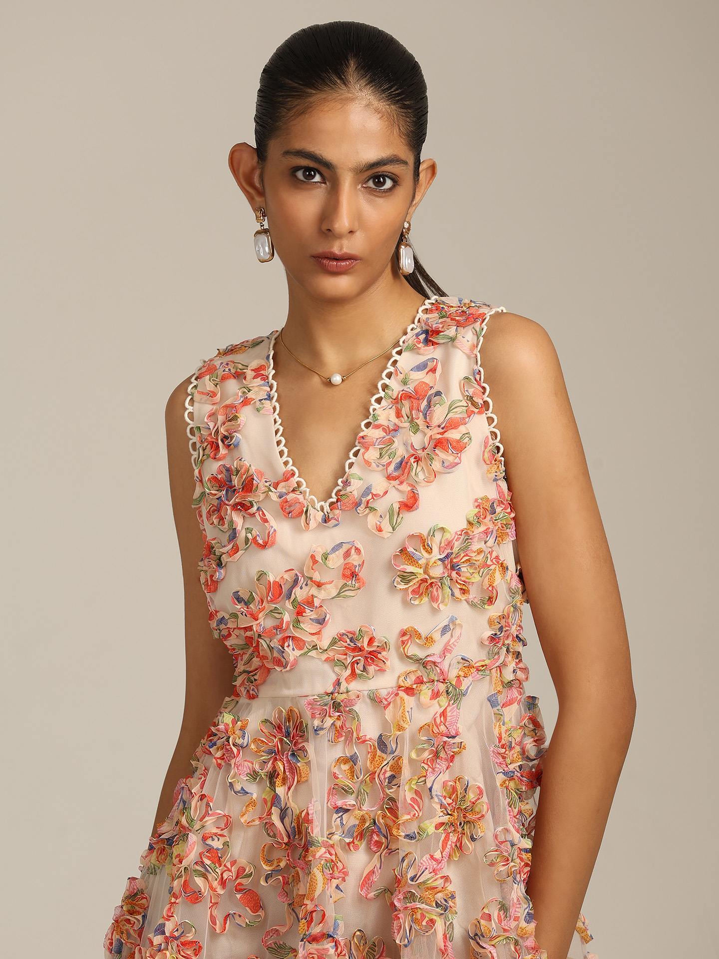 Red Multi Rome Short Dress