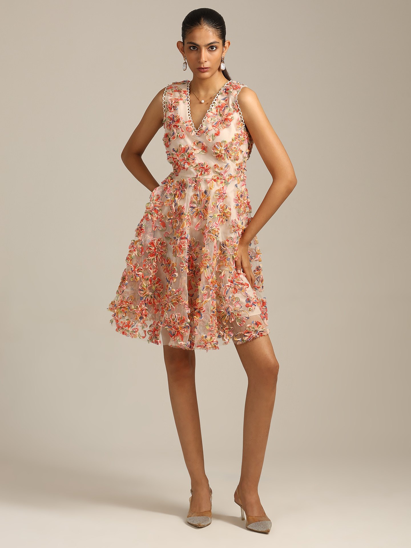 Red Multi Rome Short Dress
