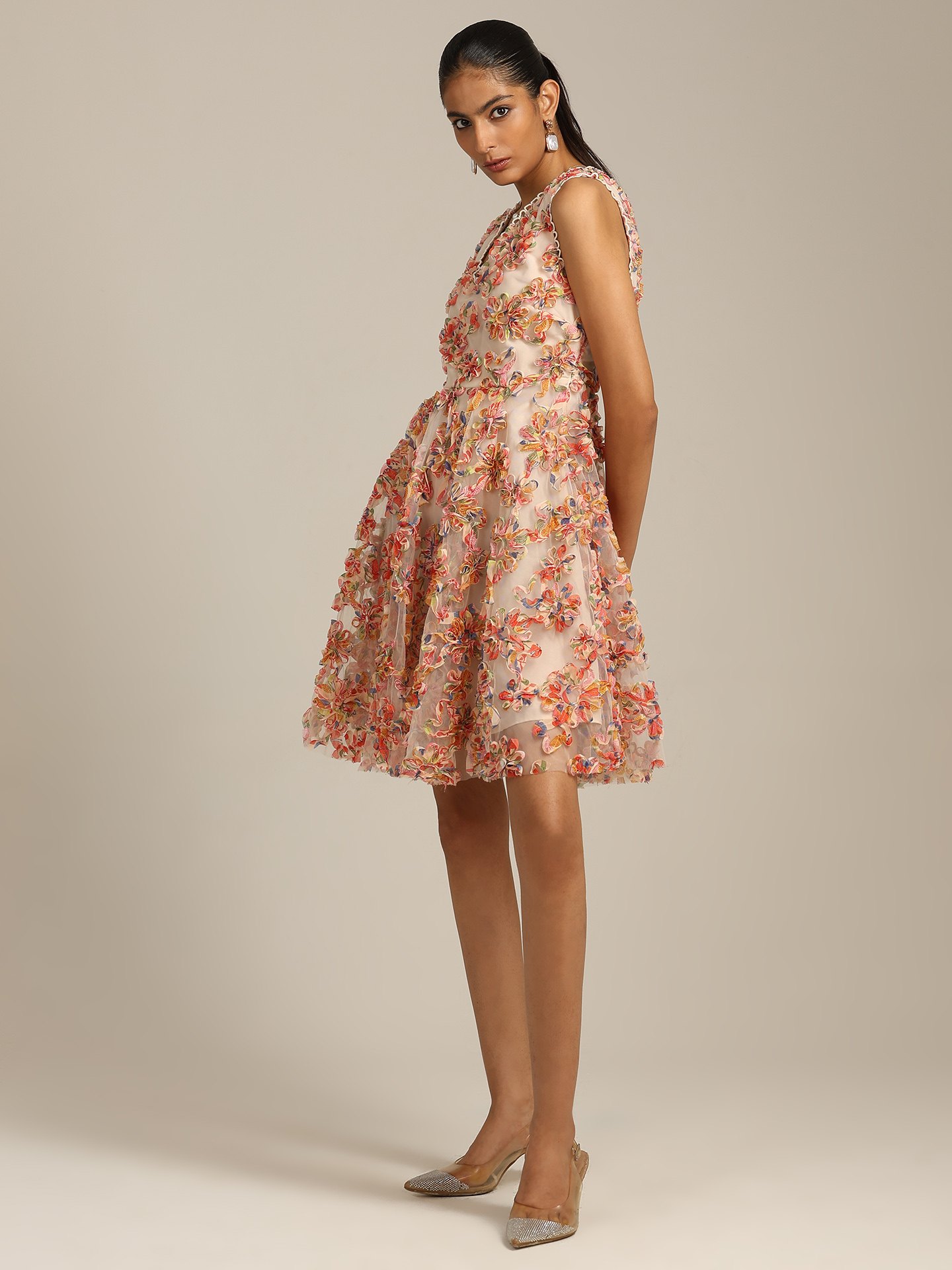 Red Multi Rome Short Dress