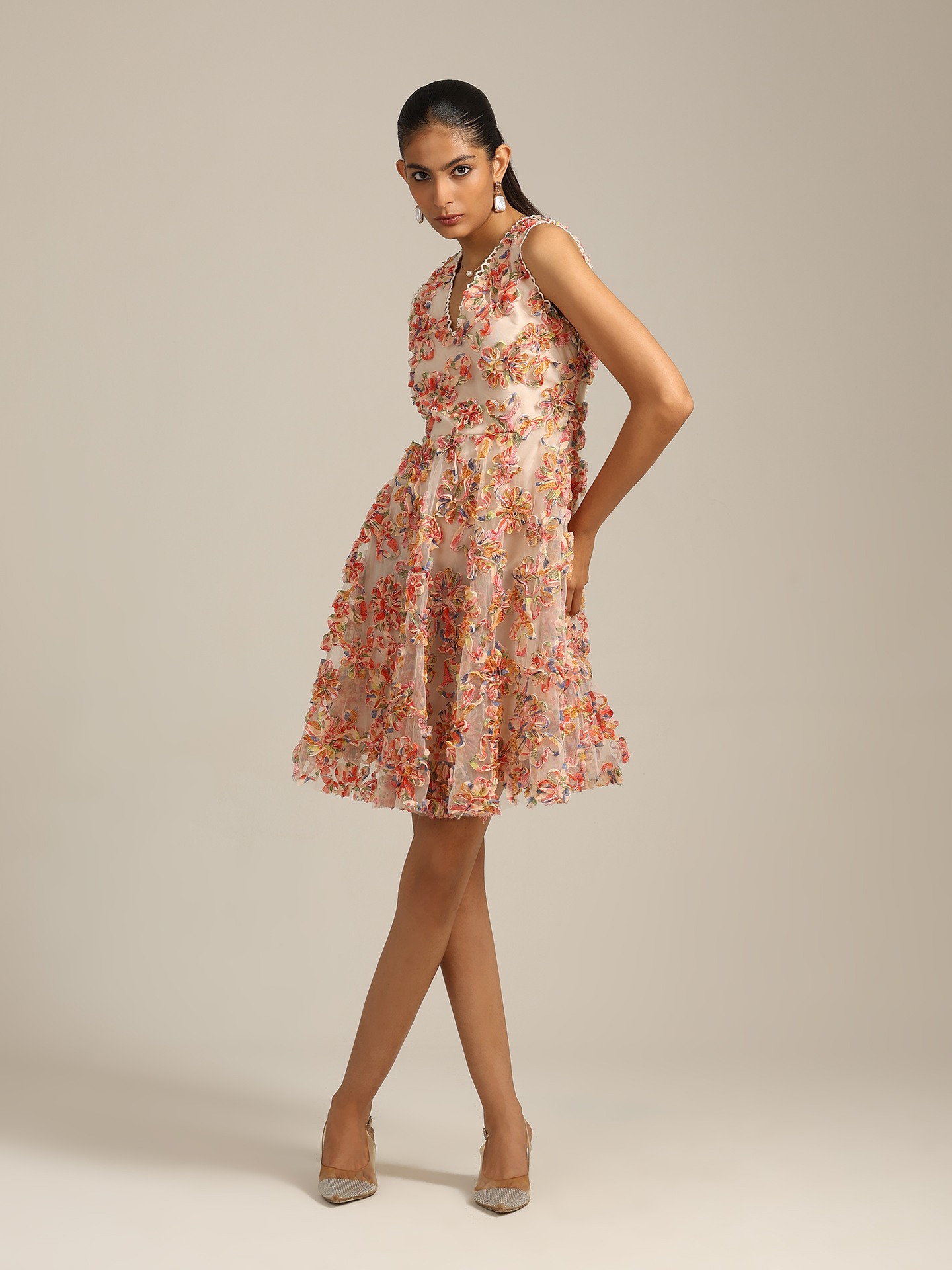 Red Multi Rome Short Dress