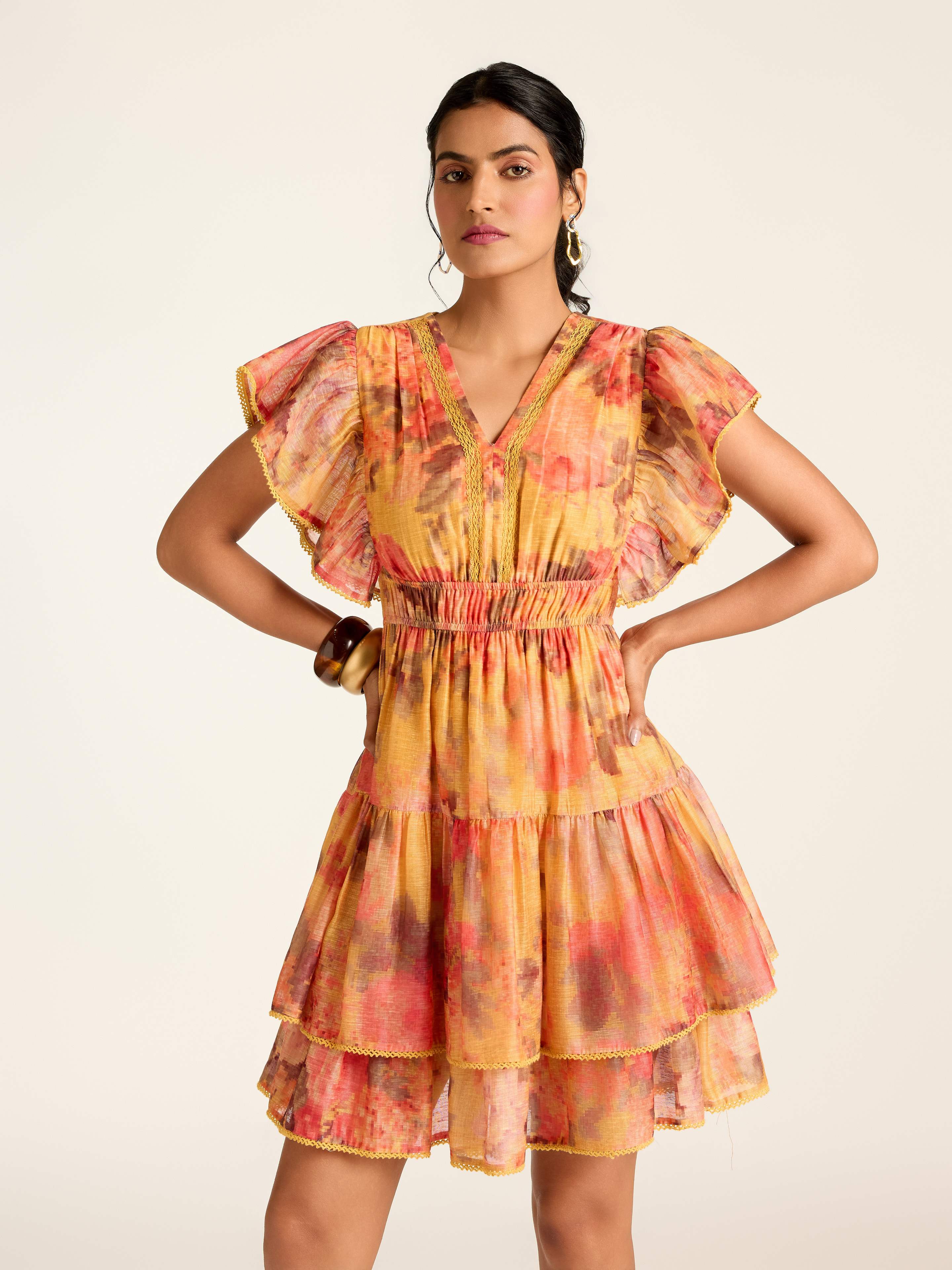 Mustard Rosie-Pixie Short Dress