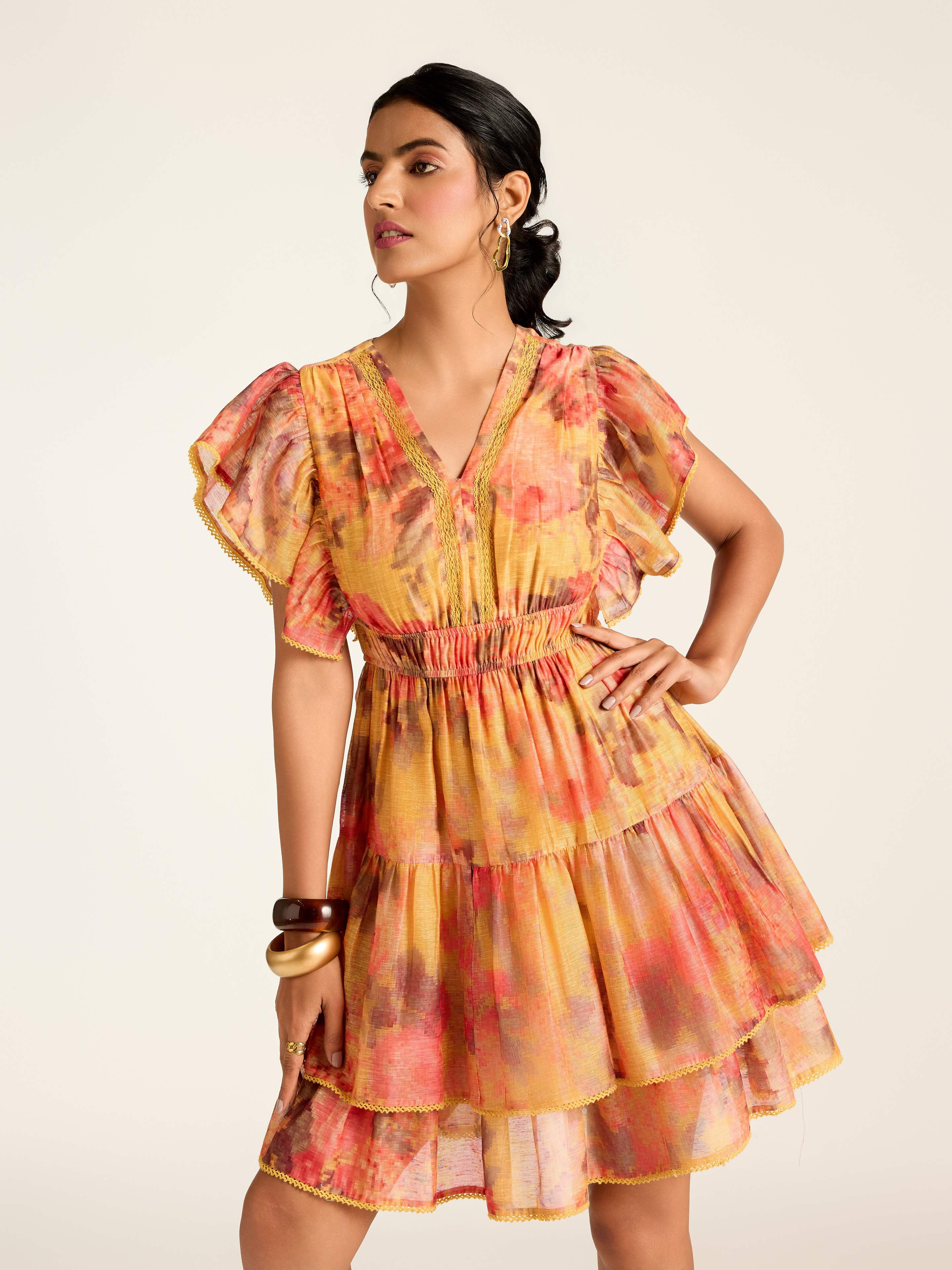 Mustard Rosie-Pixie Short Dress
