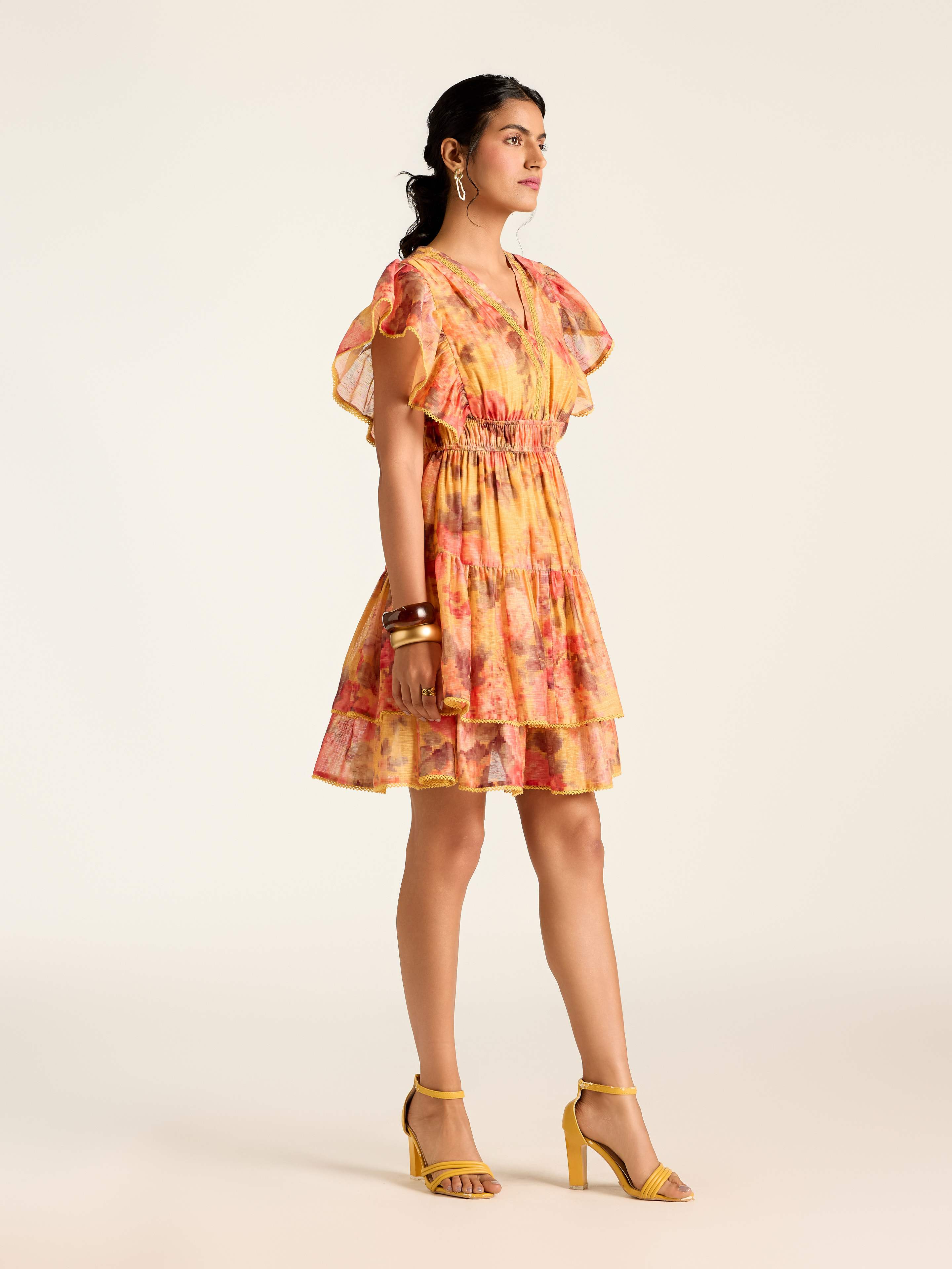 Mustard Rosie-Pixie Short Dress