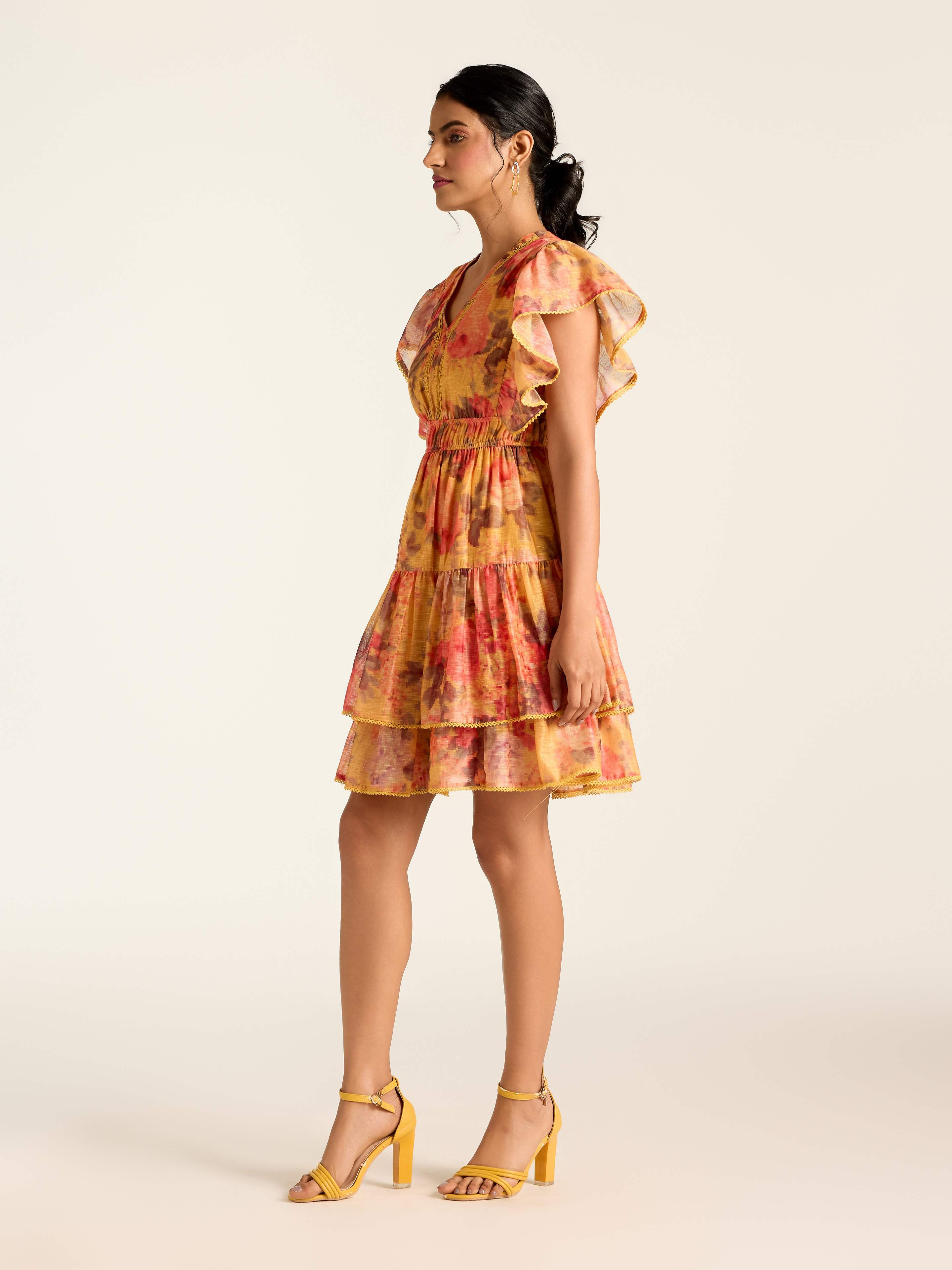 Mustard Rosie-Pixie Short Dress