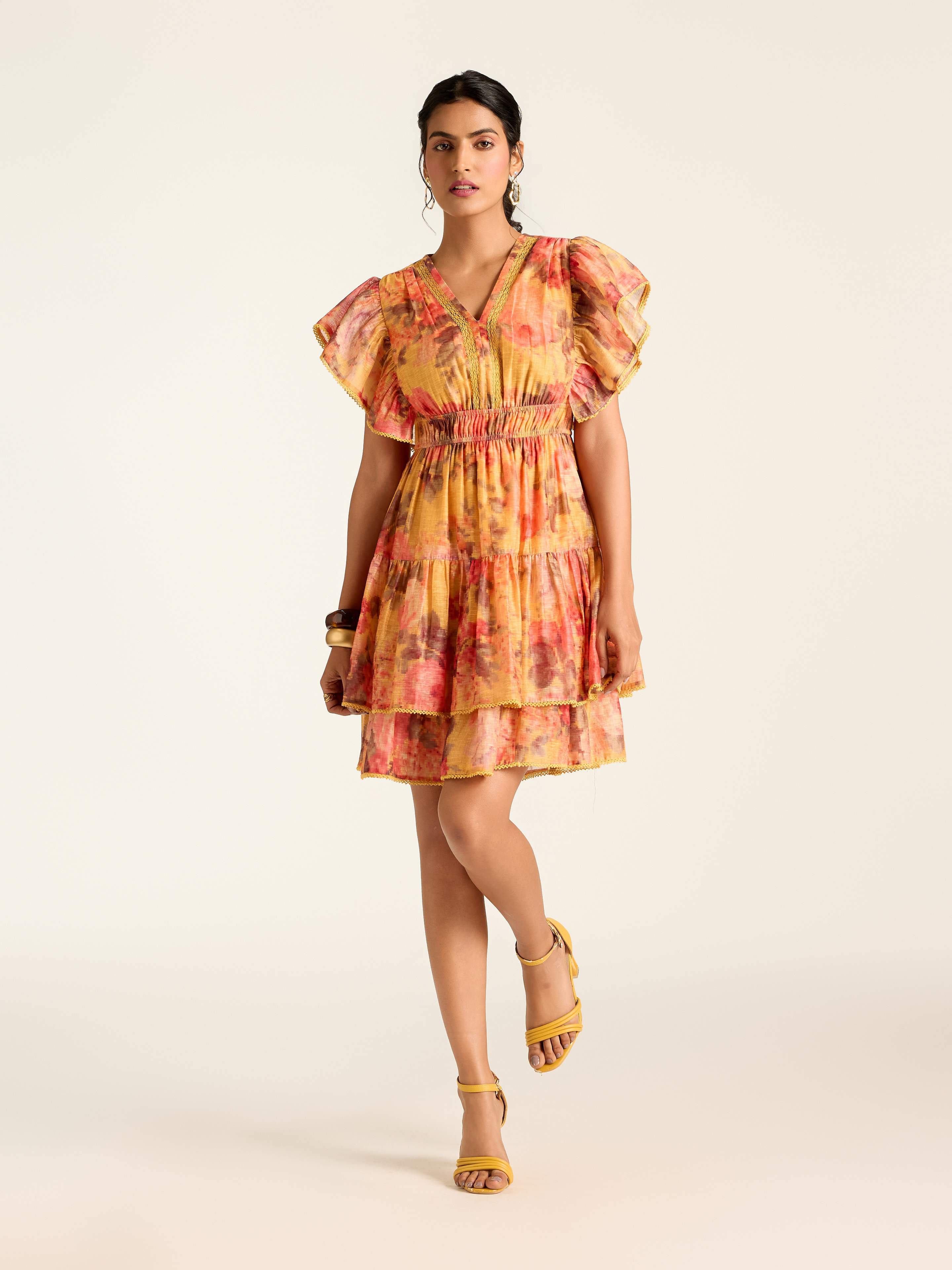 Mustard Rosie-Pixie Short Dress