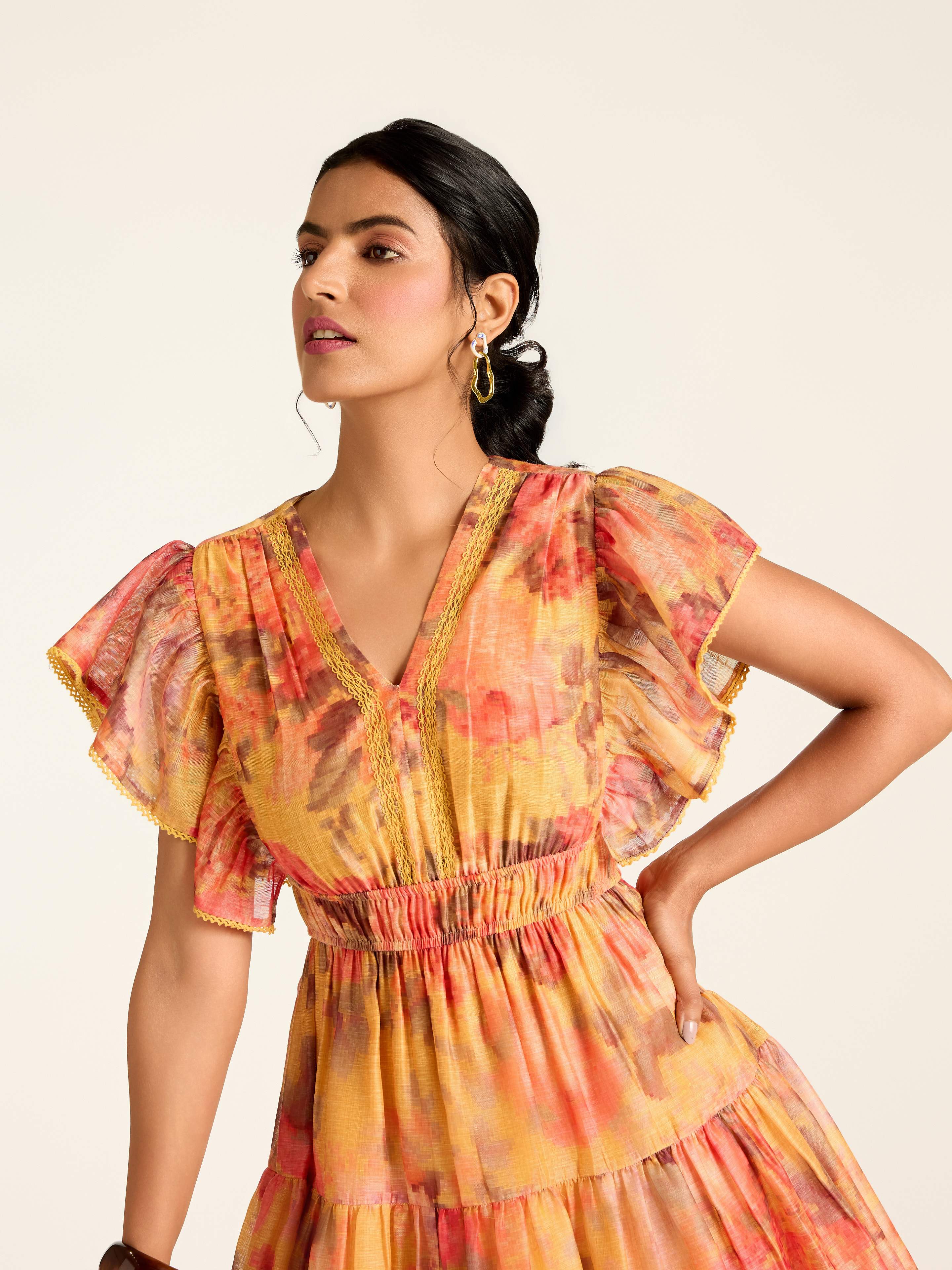 Mustard Rosie-Pixie Short Dress