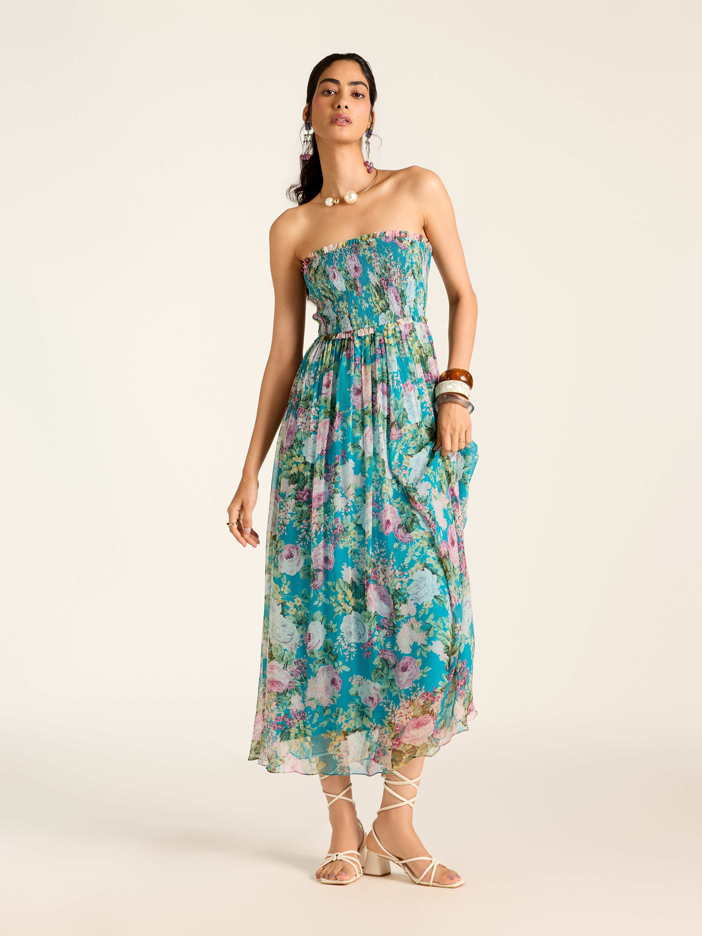 Teal Rosie Long Dress