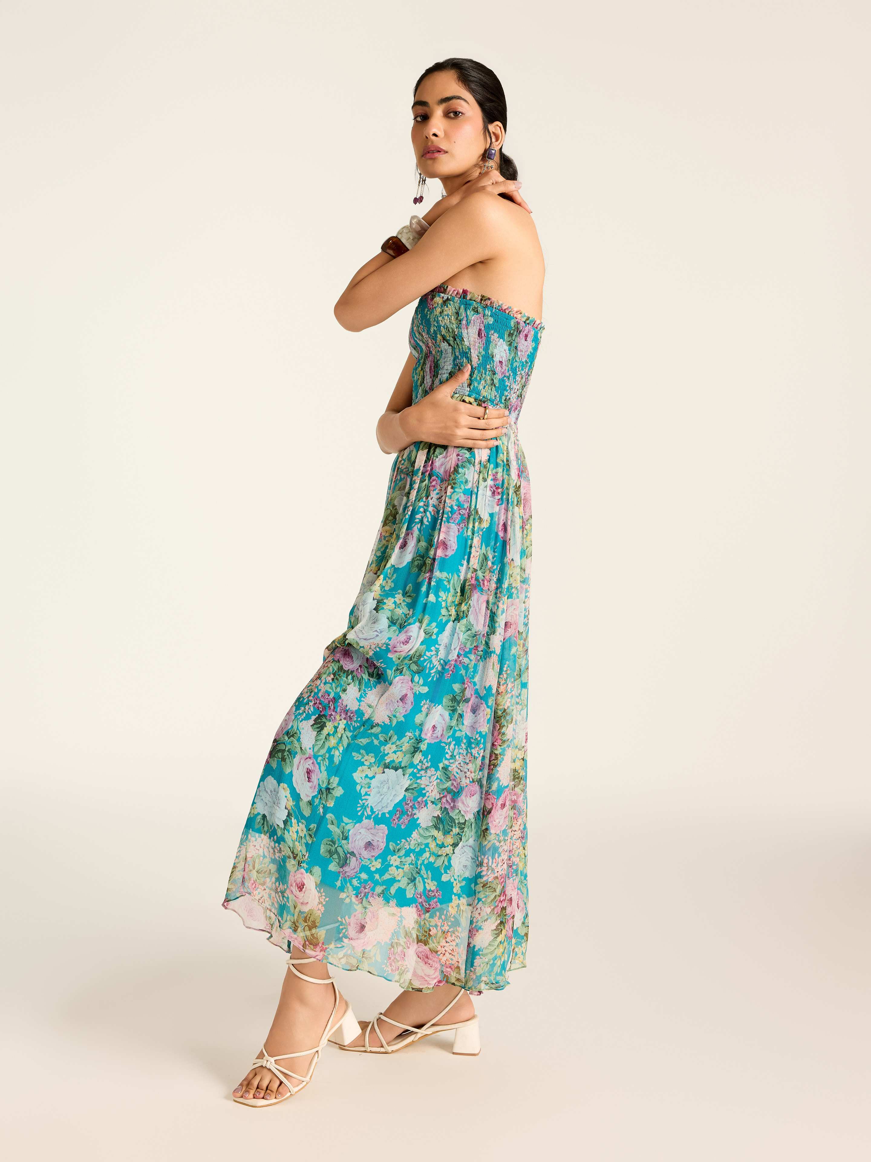 Teal Rosie Long Dress