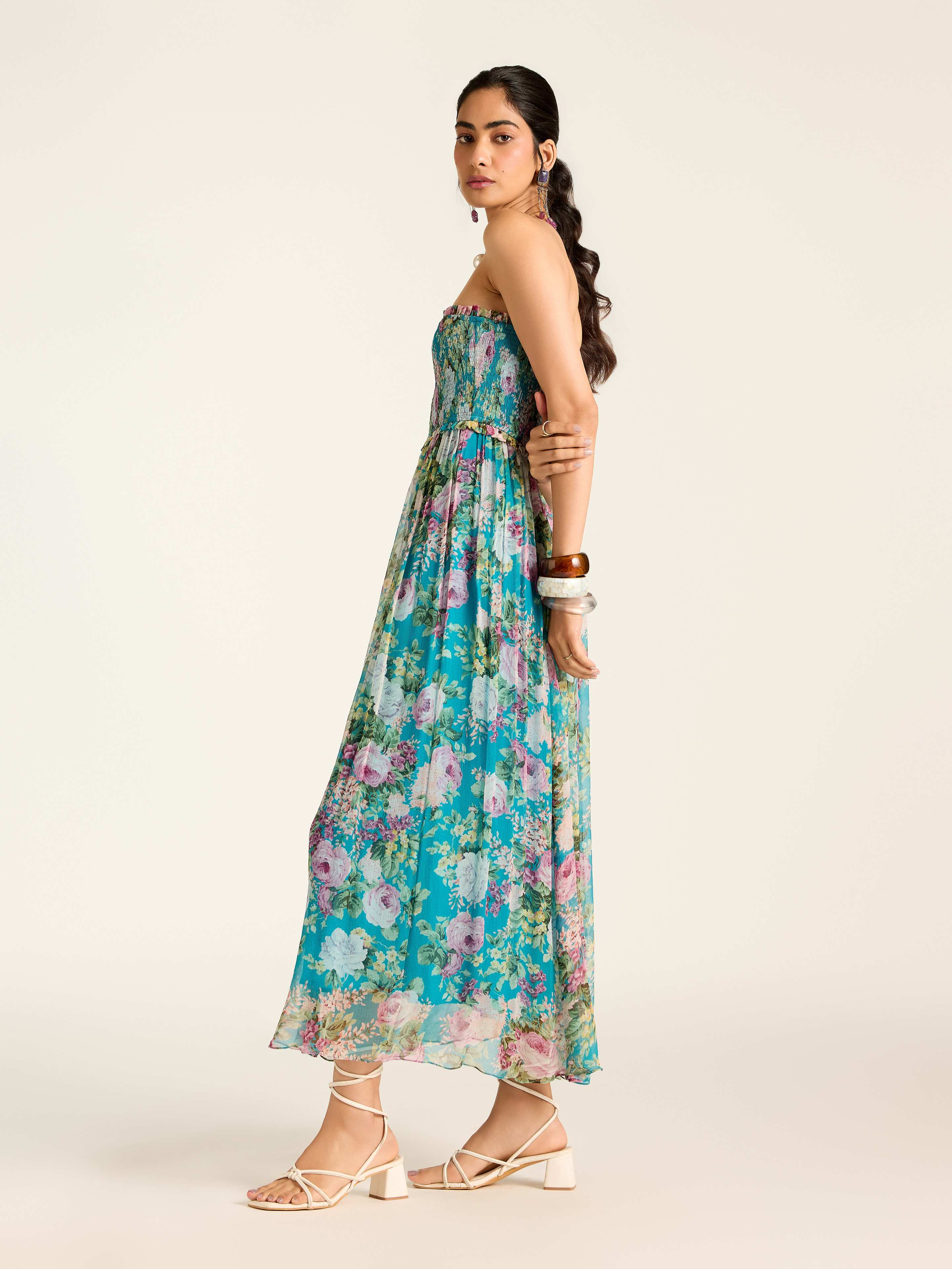 Teal Rosie Long Dress
