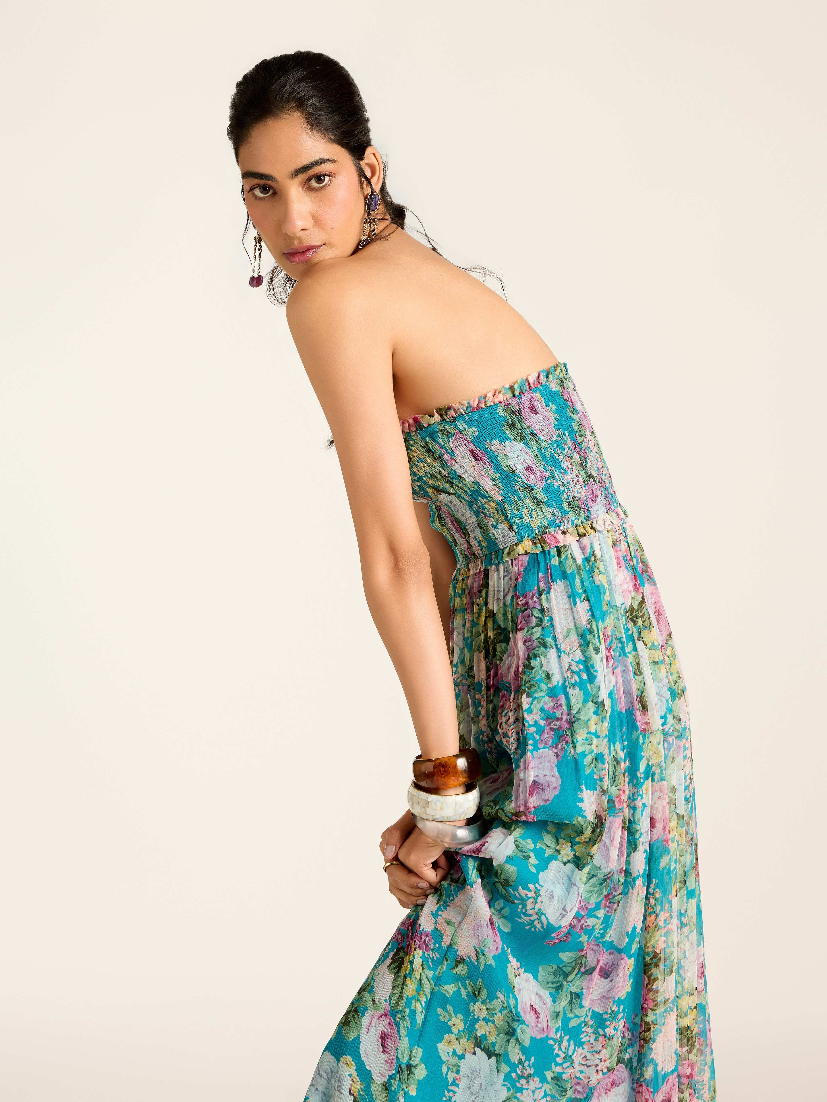Teal Rosie Long Dress