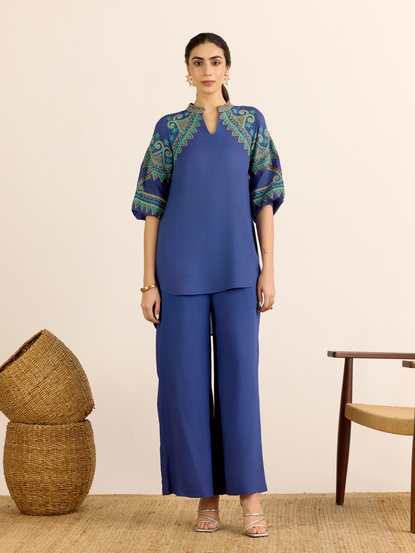 Navy Blue Mabel Solid
 Kurta Set