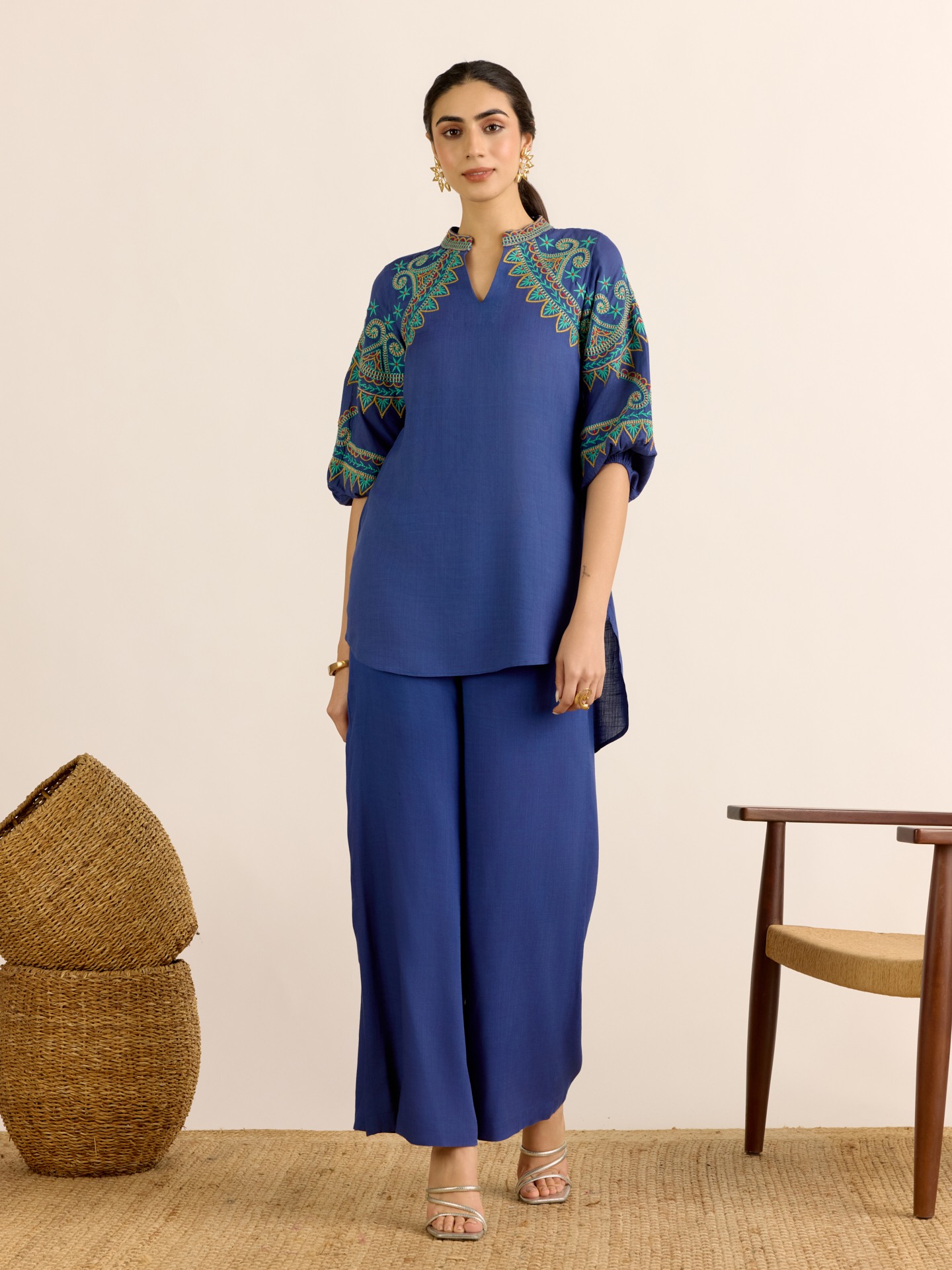 Navy Blue Mabel Solid
 Kurta Set