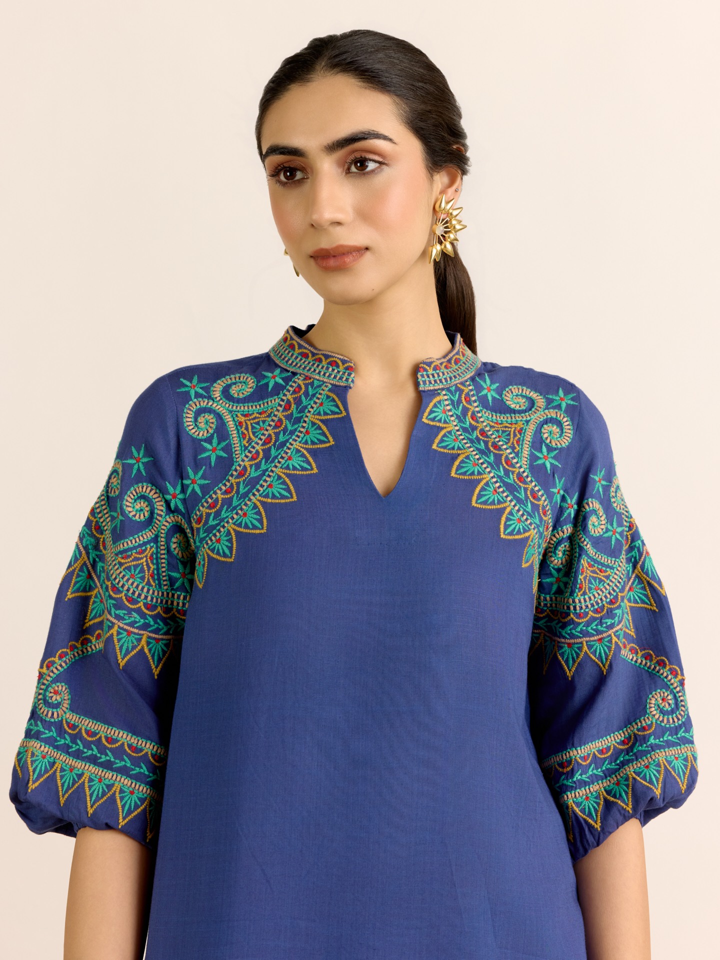 Navy Blue Mabel Solid
 Kurta Set