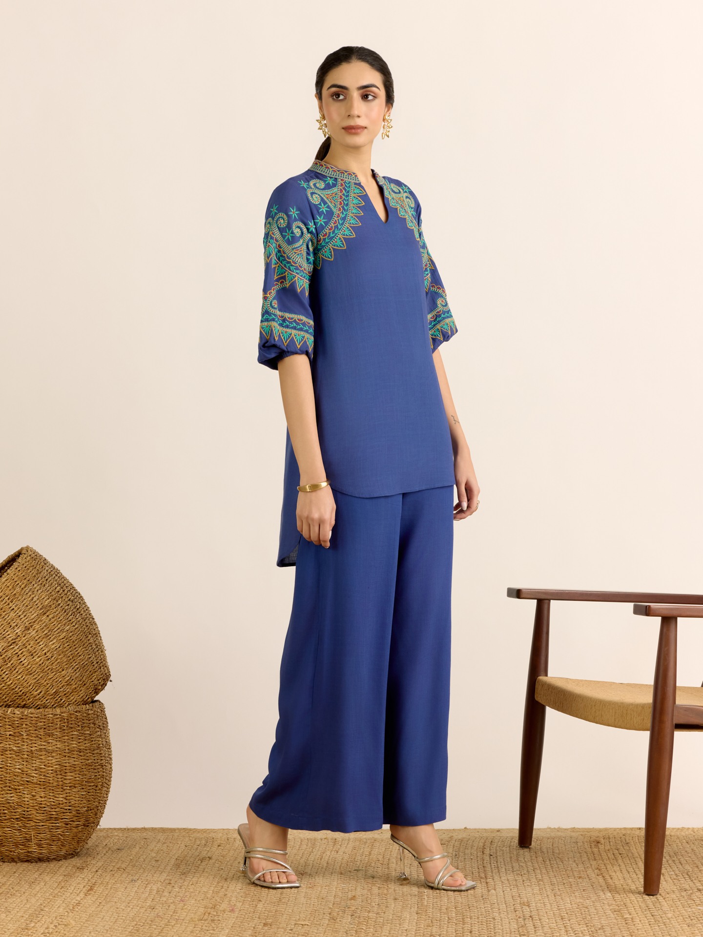 Navy Blue Mabel Solid
 Kurta Set