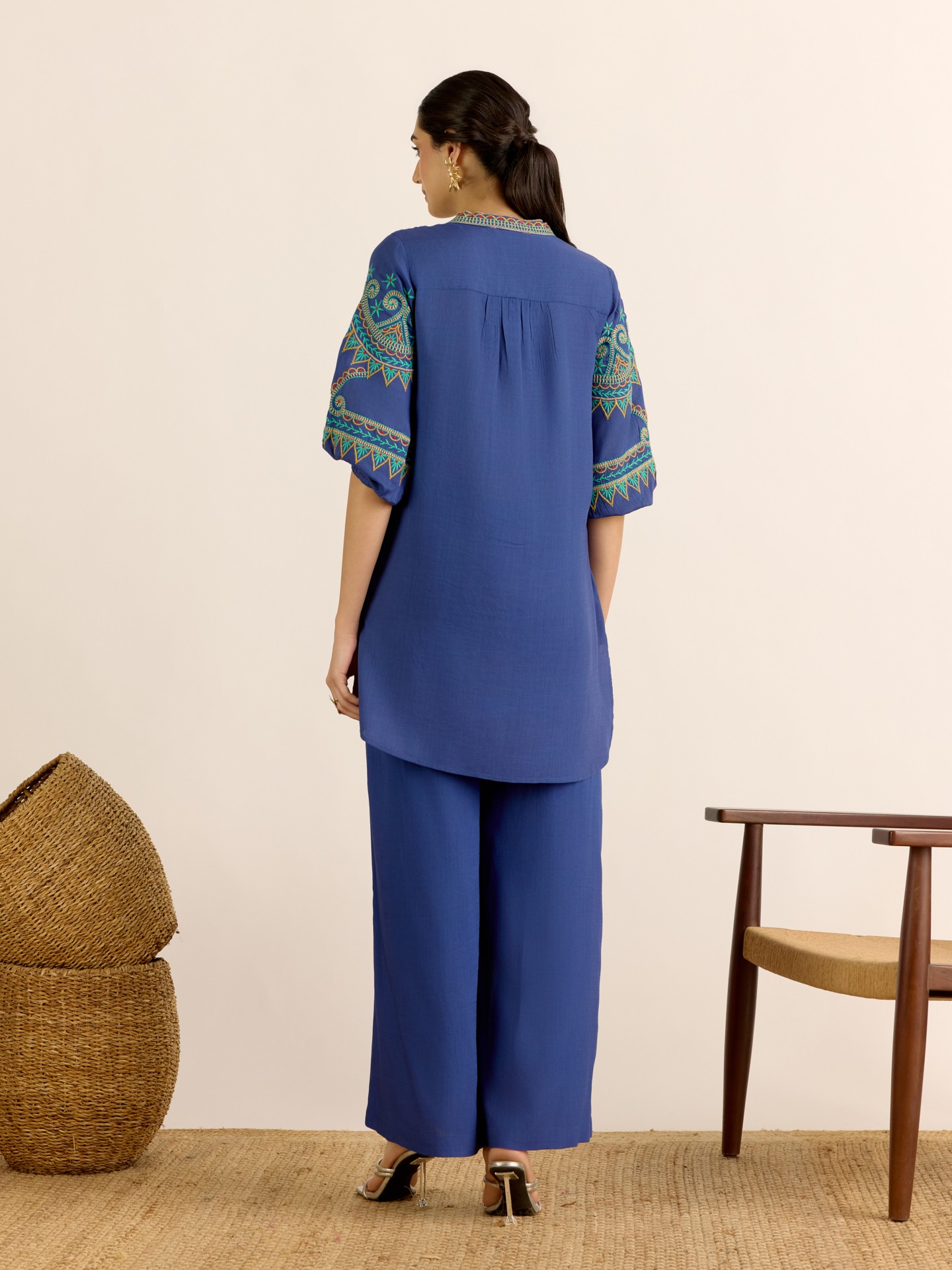 Navy Blue Mabel Solid
 Kurta Set