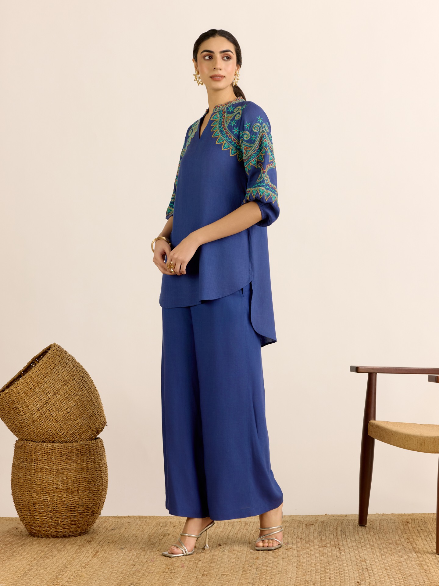 Navy Blue Mabel Solid
 Kurta Set