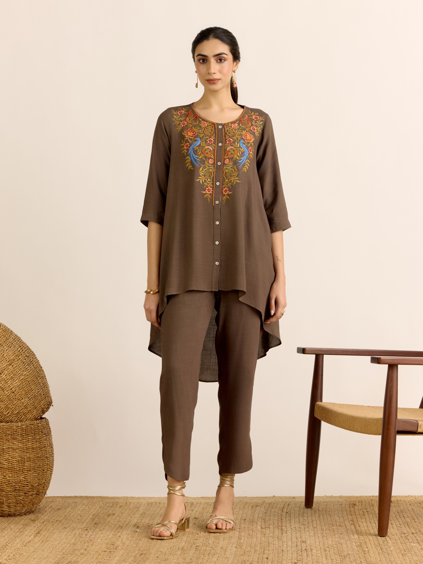Charcoal Rumi Solid
 Kurta Set