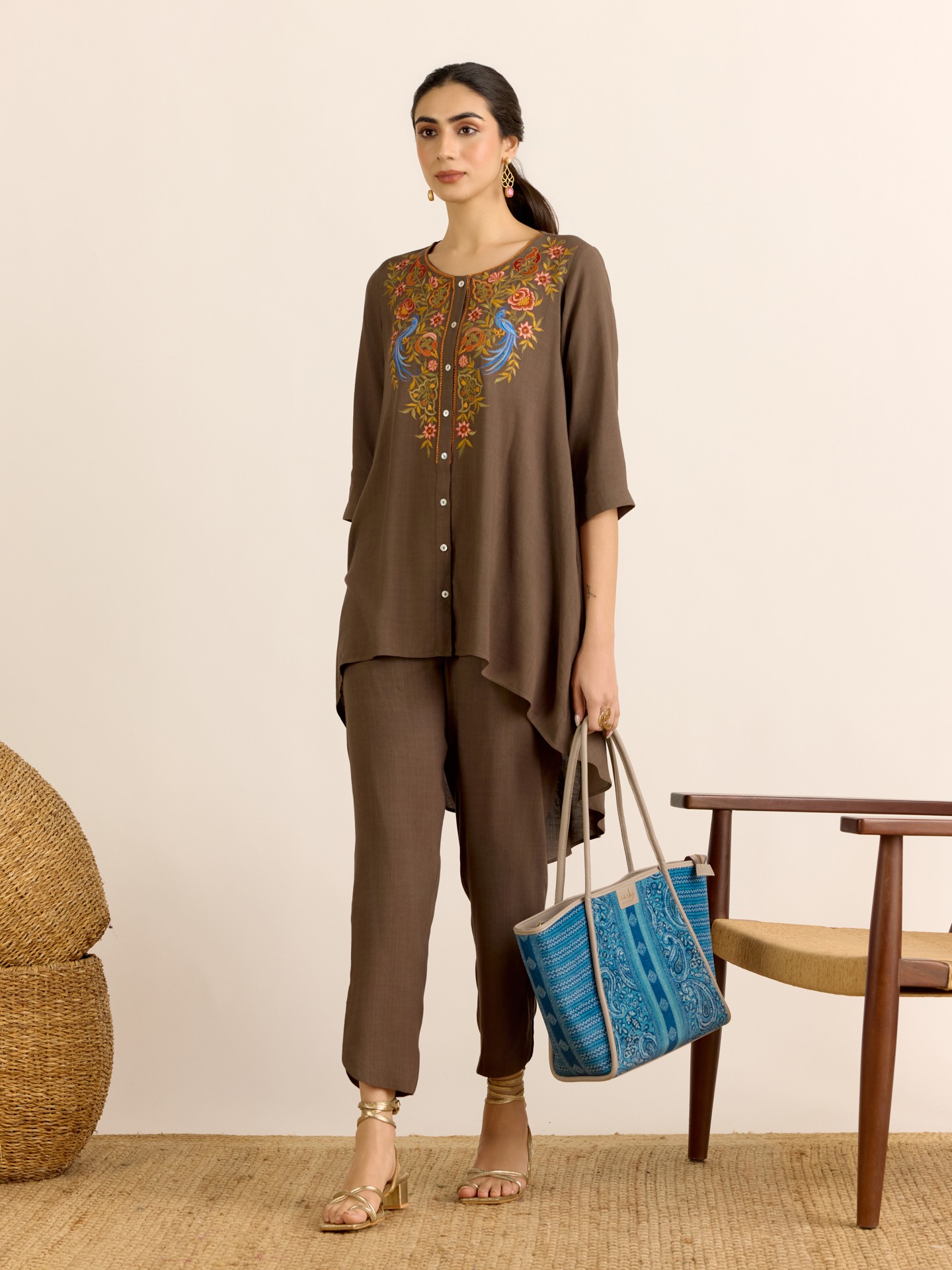 Charcoal Rumi Solid
 Kurta Set