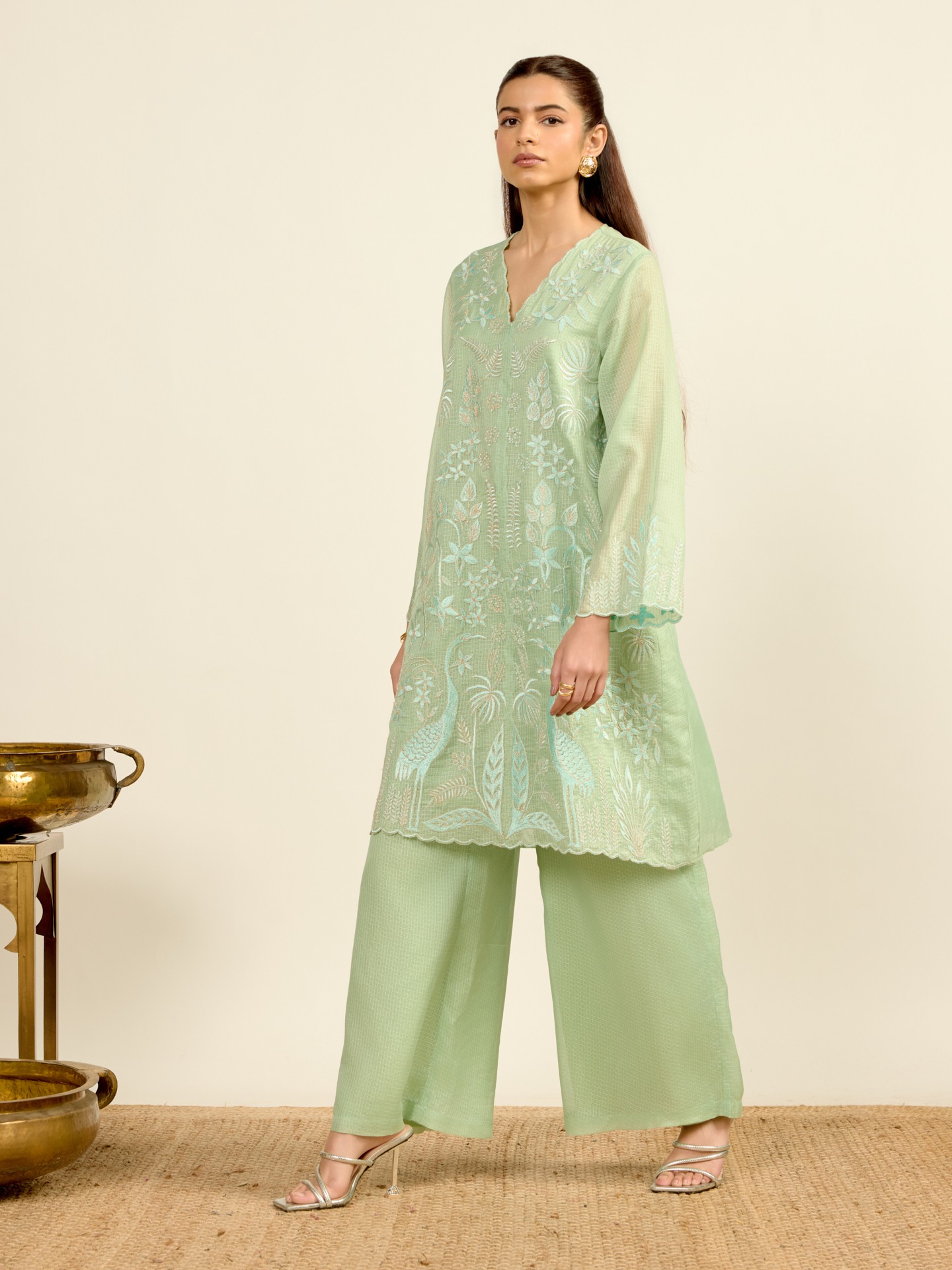 Pista Green Madhura Kota Kurta Set