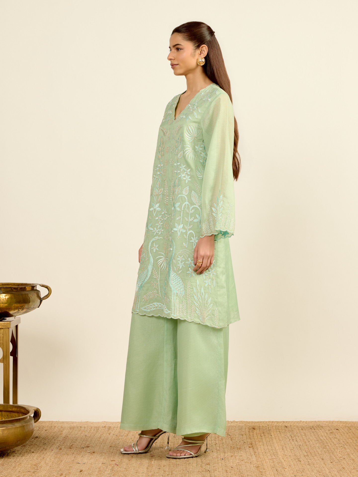 Pista Green Madhura Kota Kurta Set