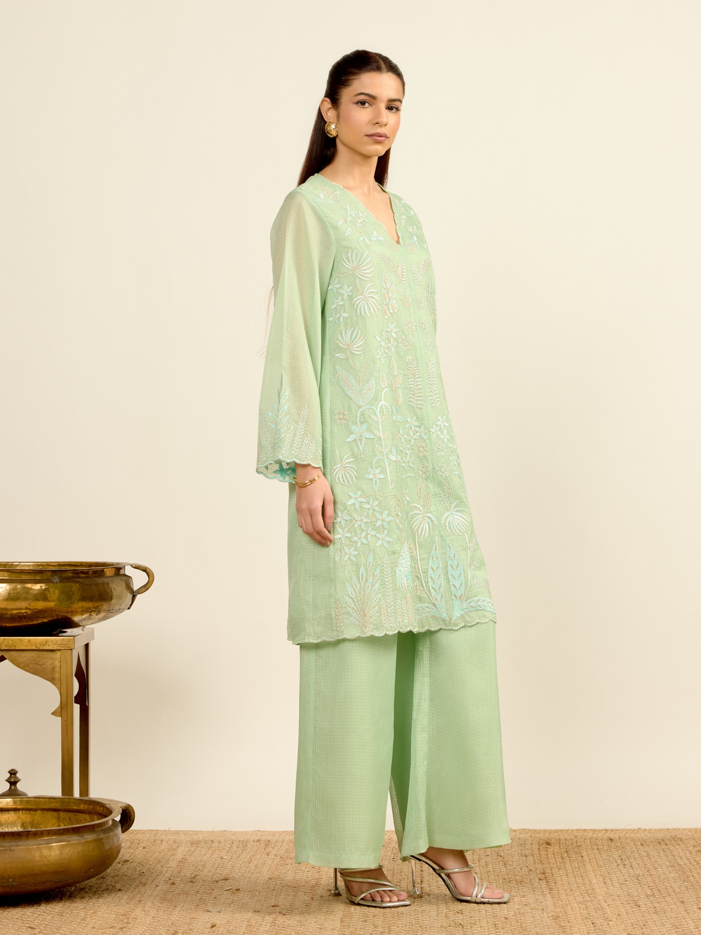 Pista Green Madhura Kota Kurta Set