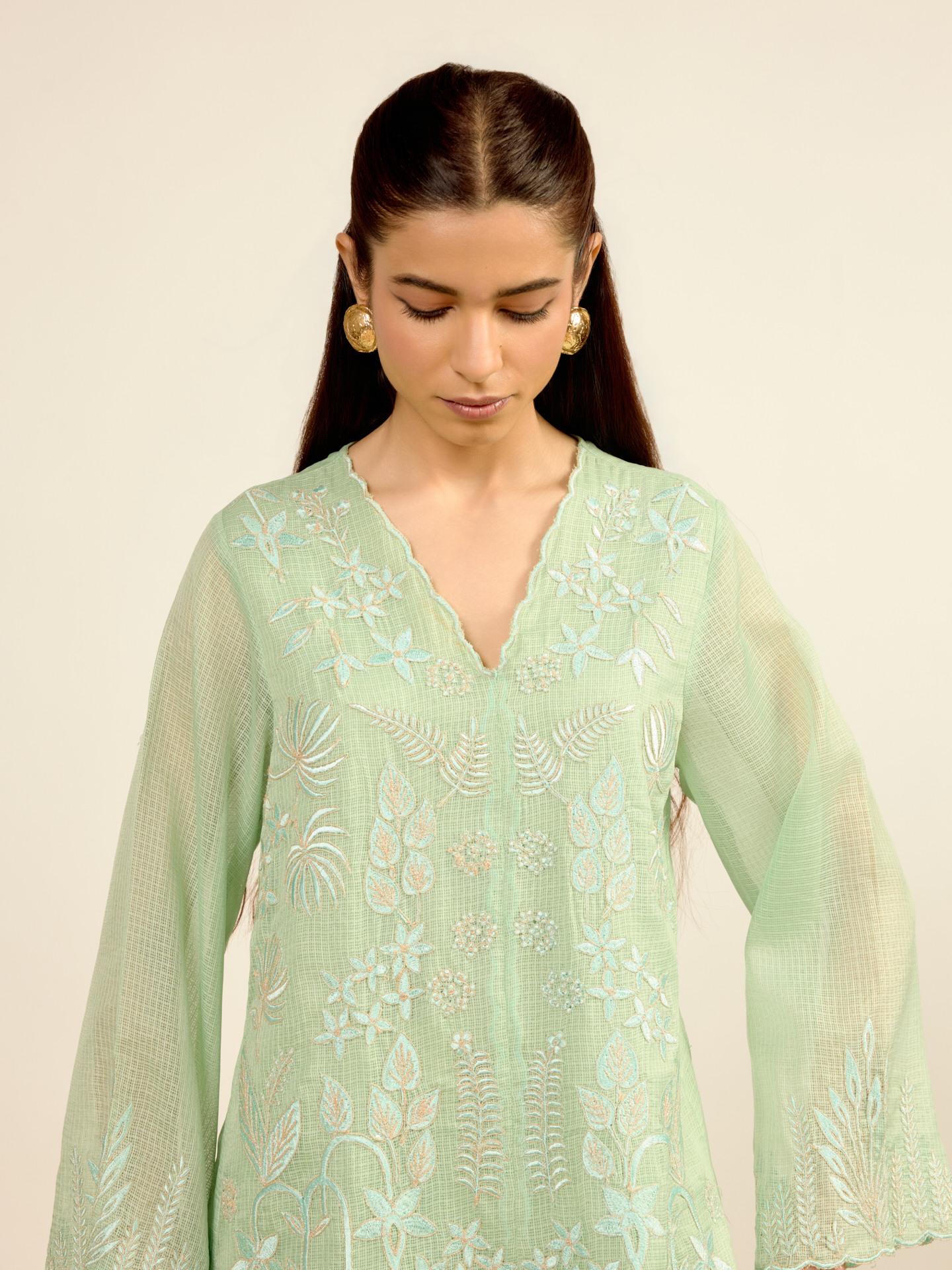 Pista Green Madhura Kota Kurta Set