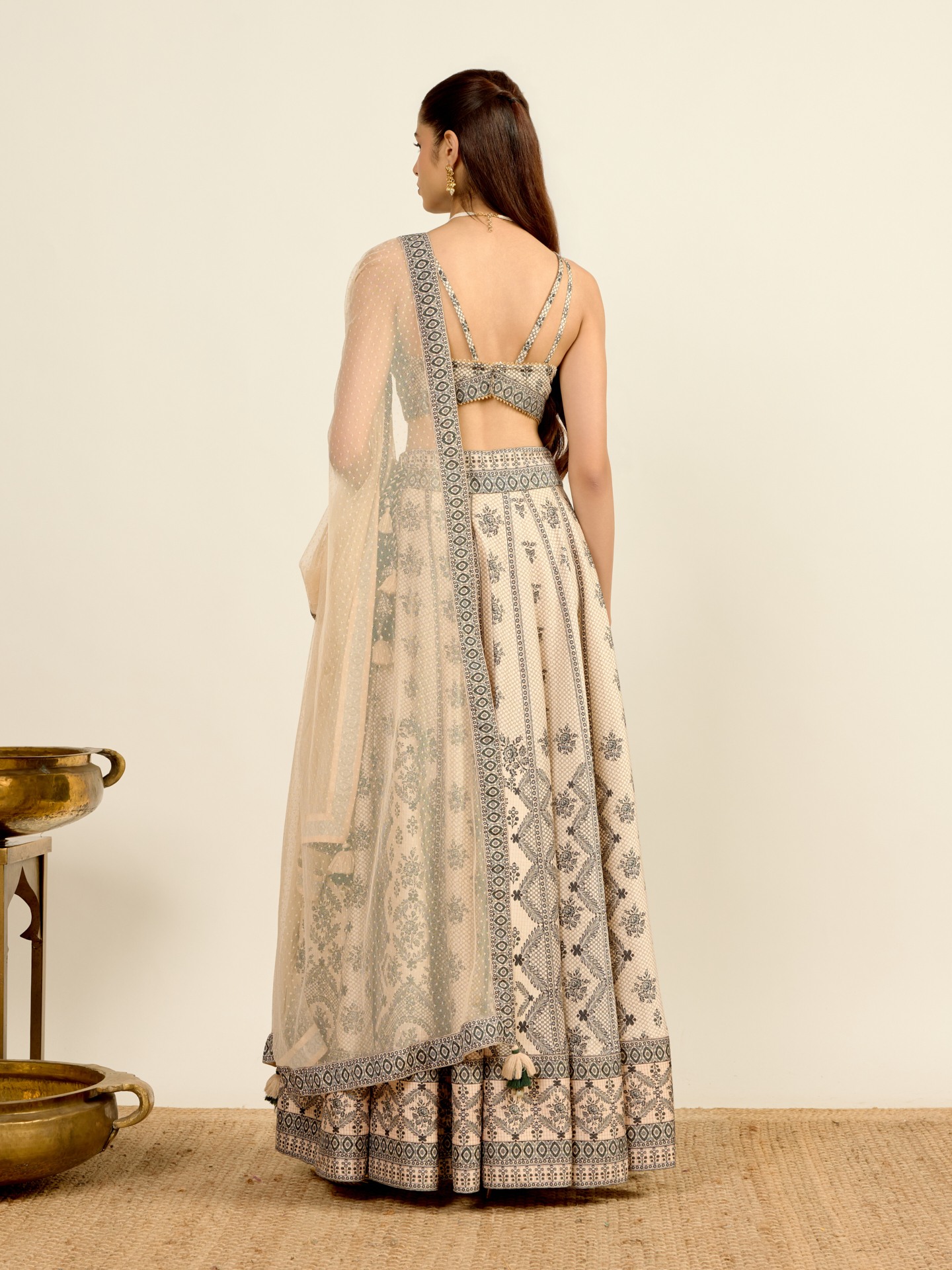 Ecru Printed Lehenga