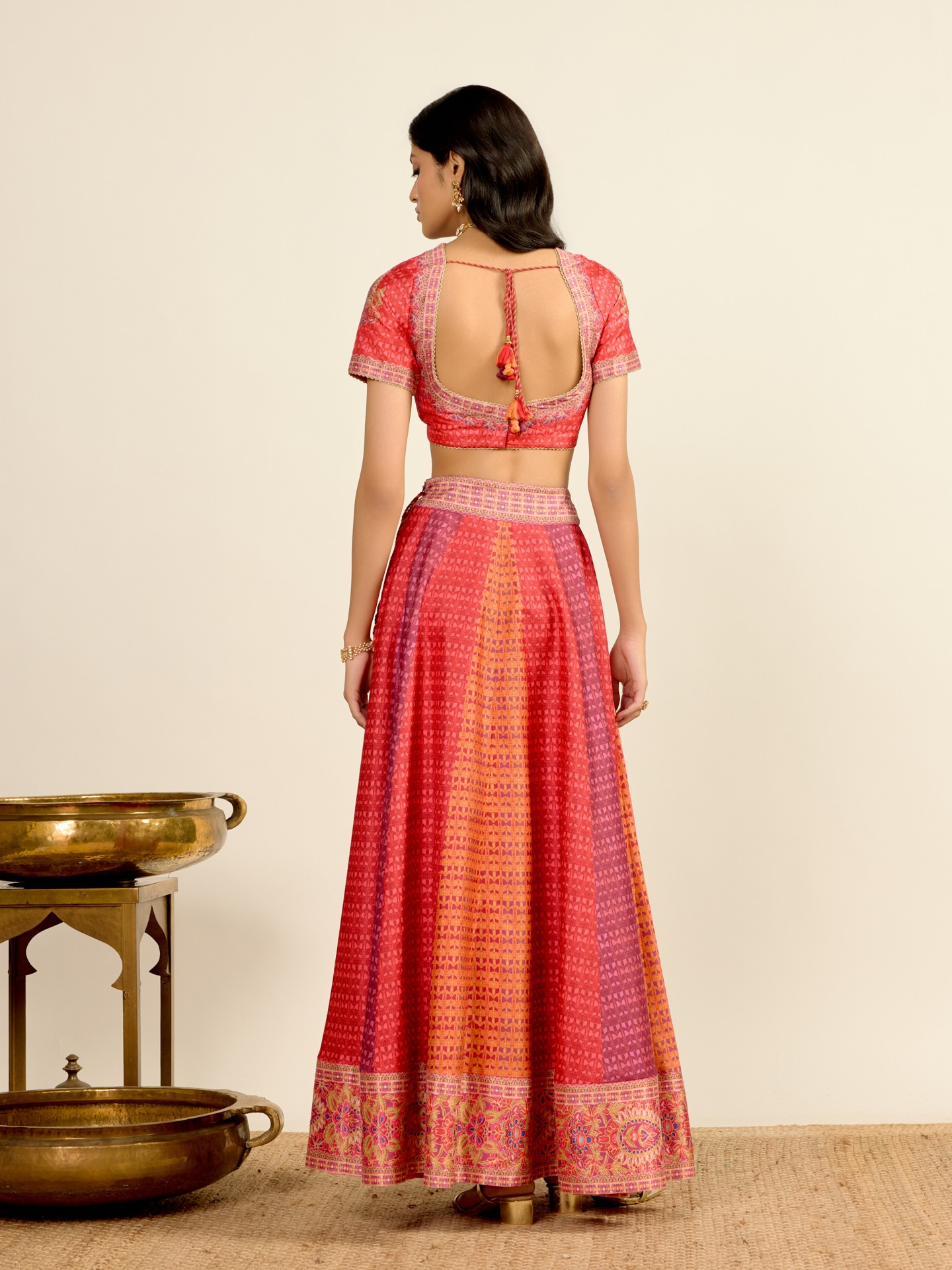 Red Printed Lehenga