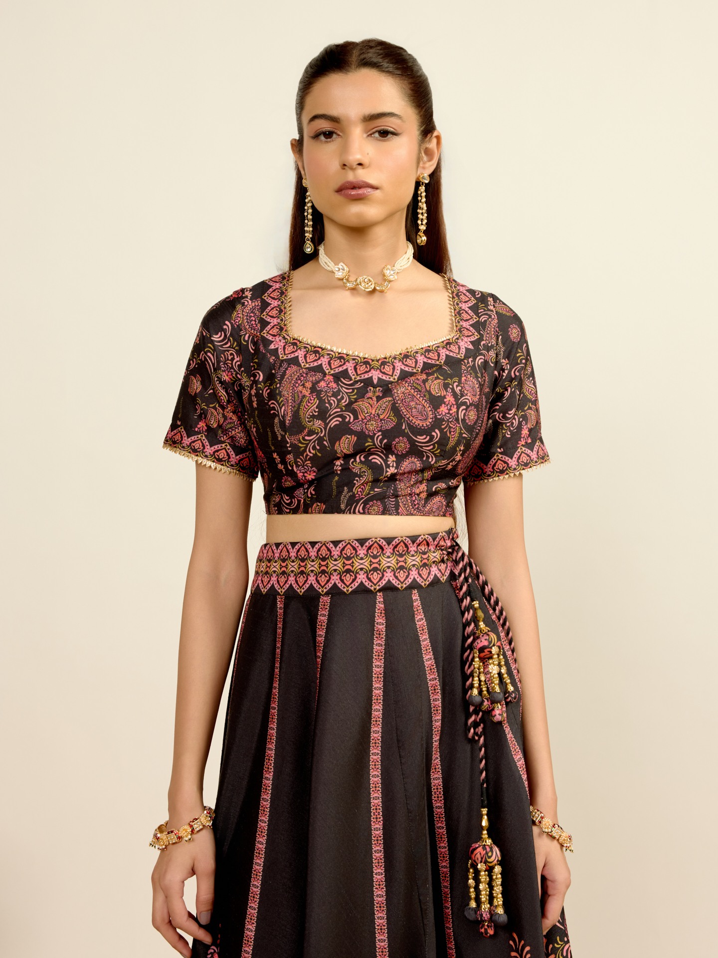 Black Printed Lehenga