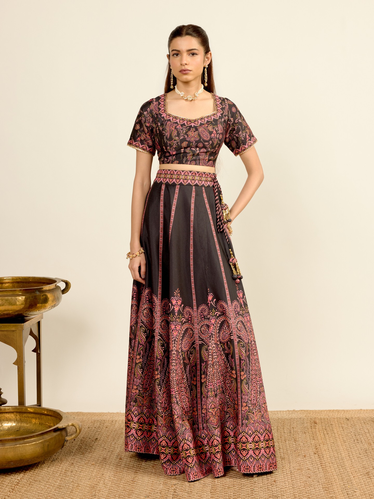 Black Printed Lehenga