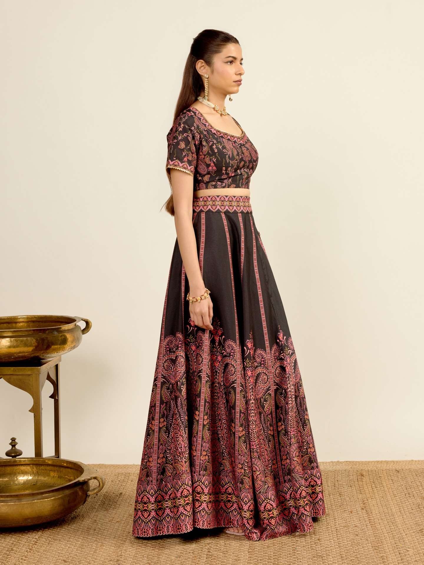 Black Printed Lehenga