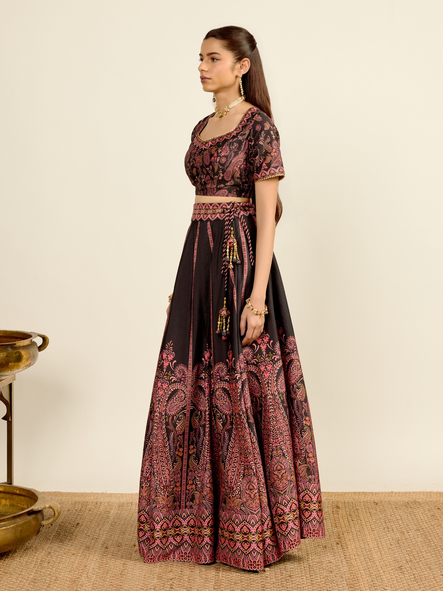 Black Printed Lehenga