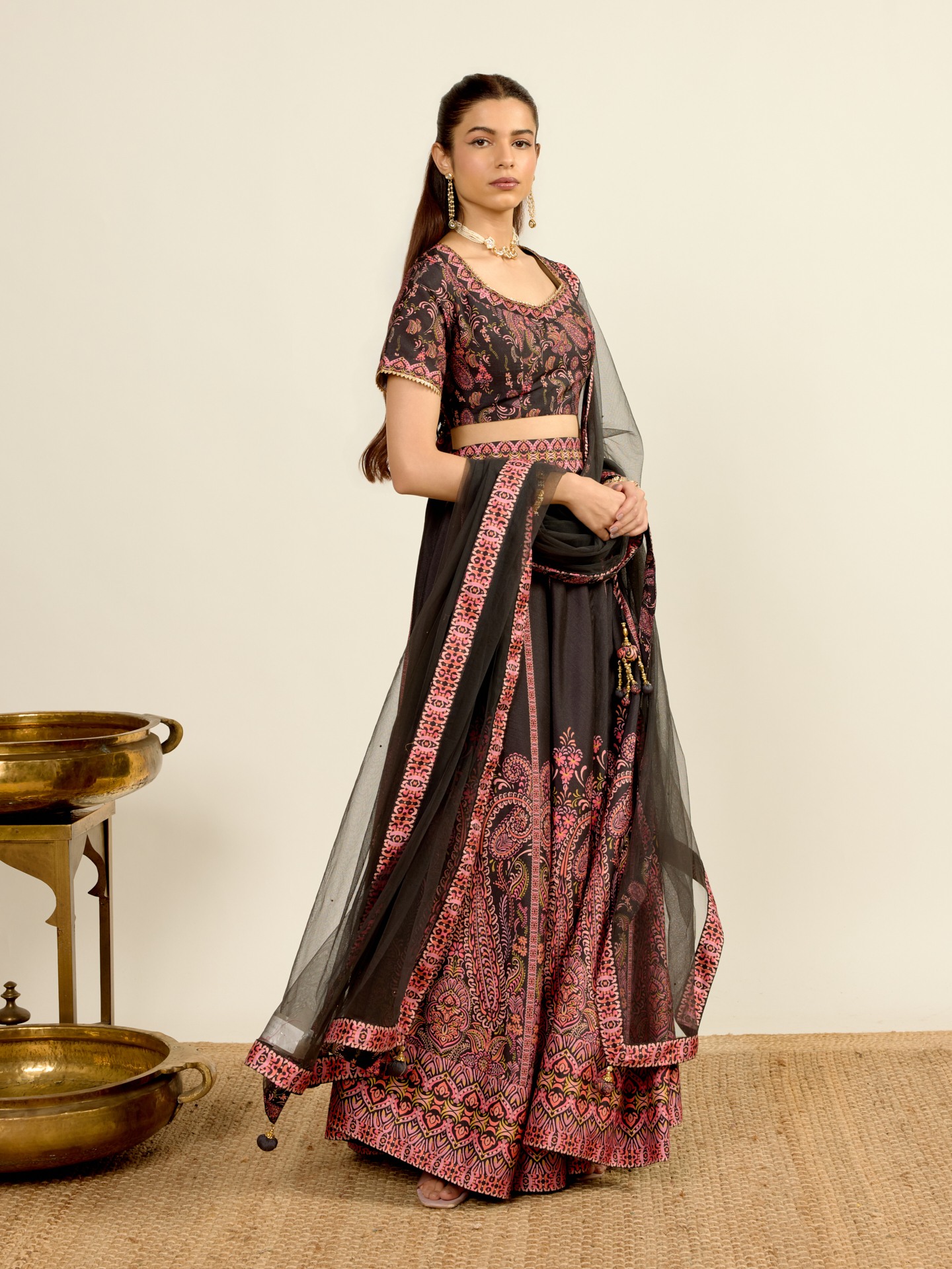 Black Printed Lehenga