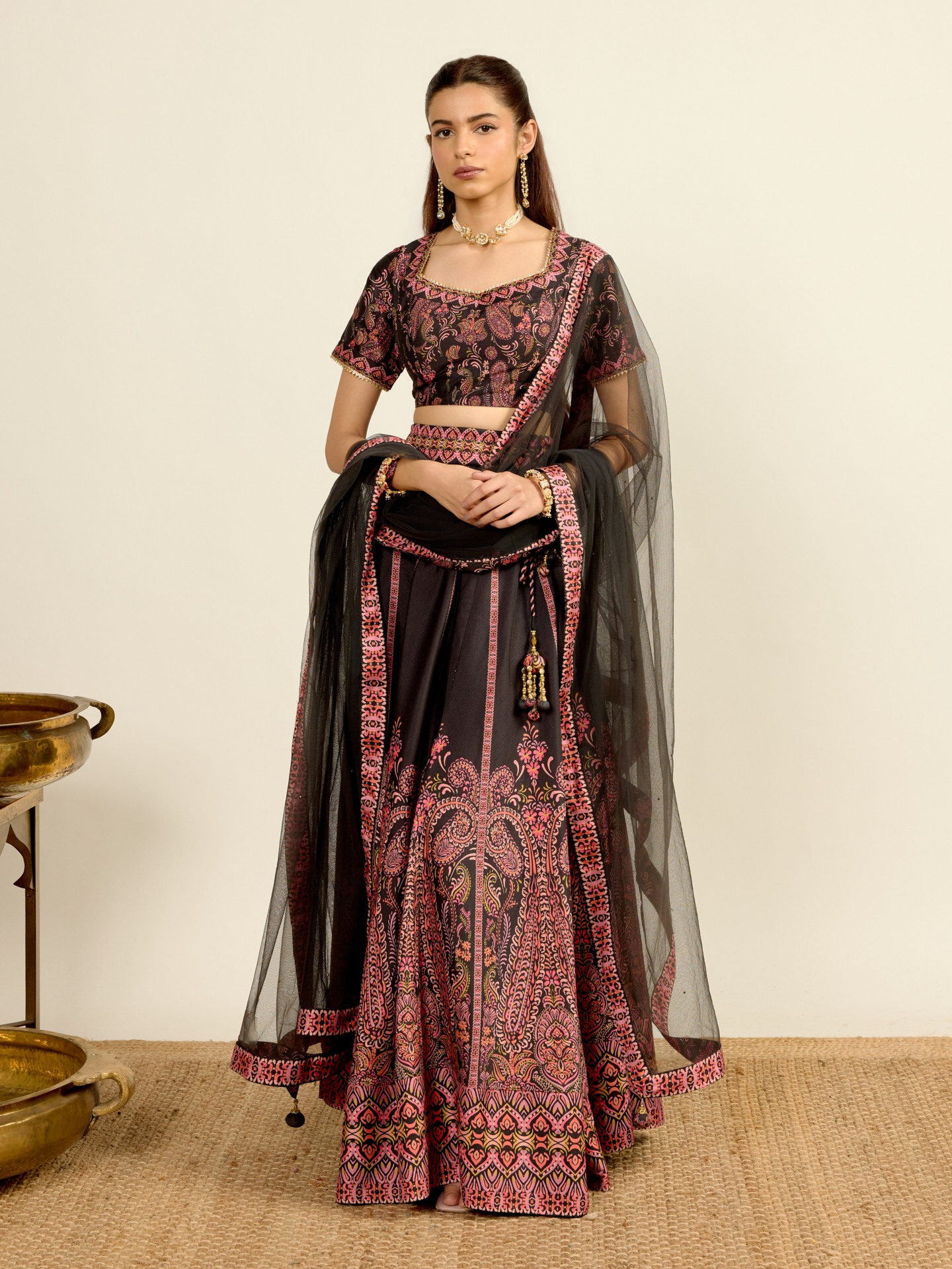 Black Printed Lehenga
