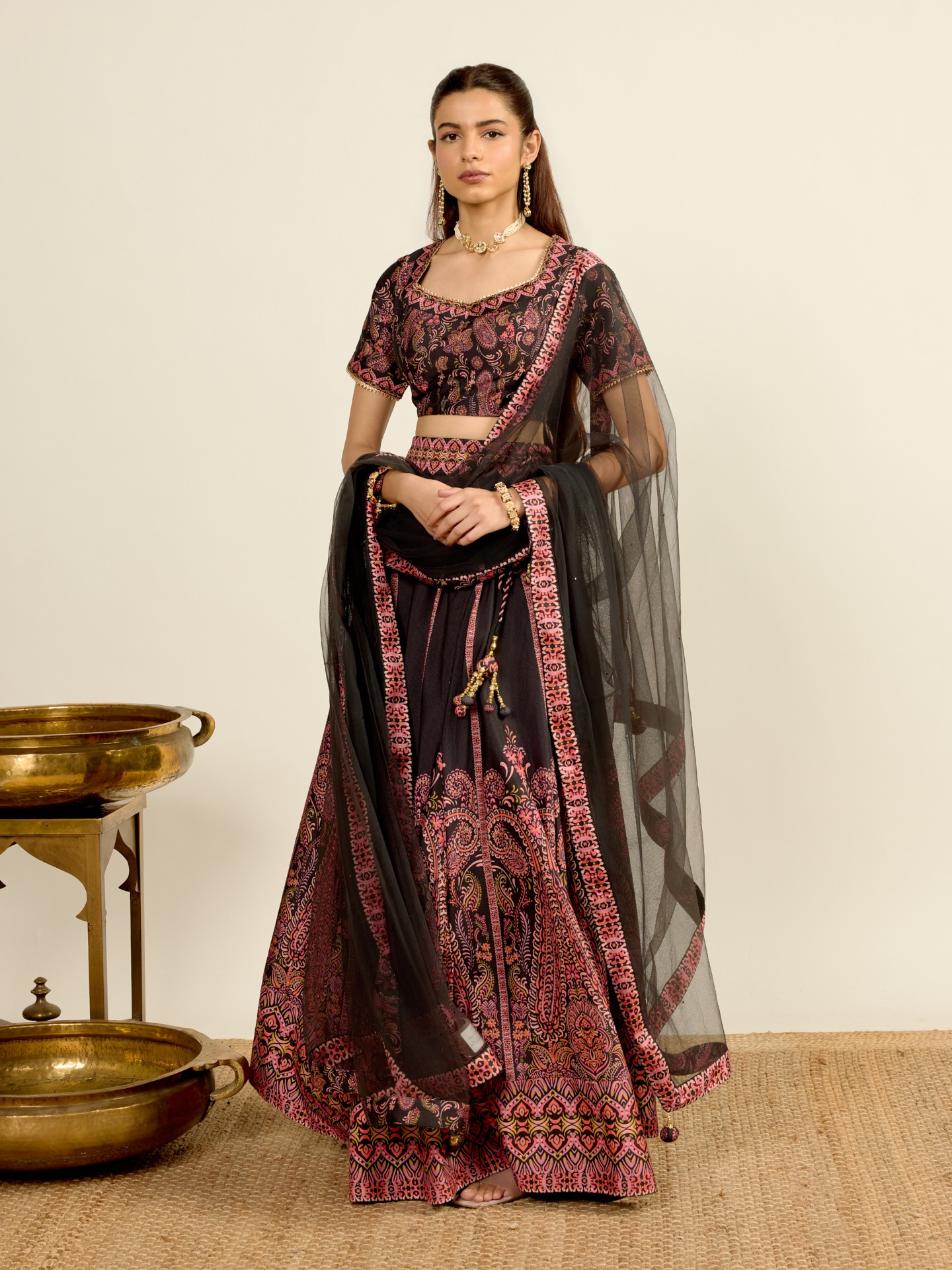 Black Printed Lehenga